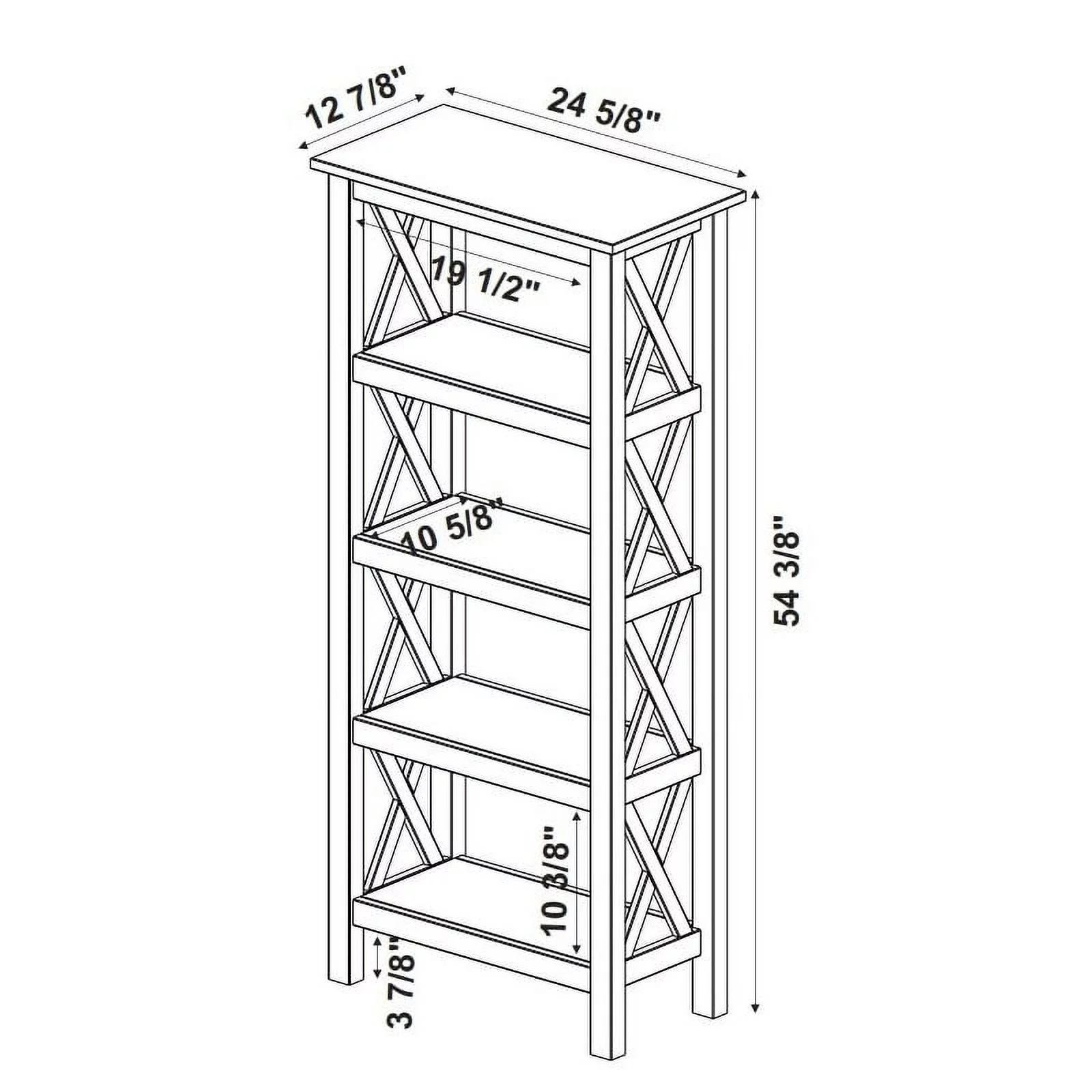 Linon Dalton Pine Wood Bookcase in Driftwood Brown