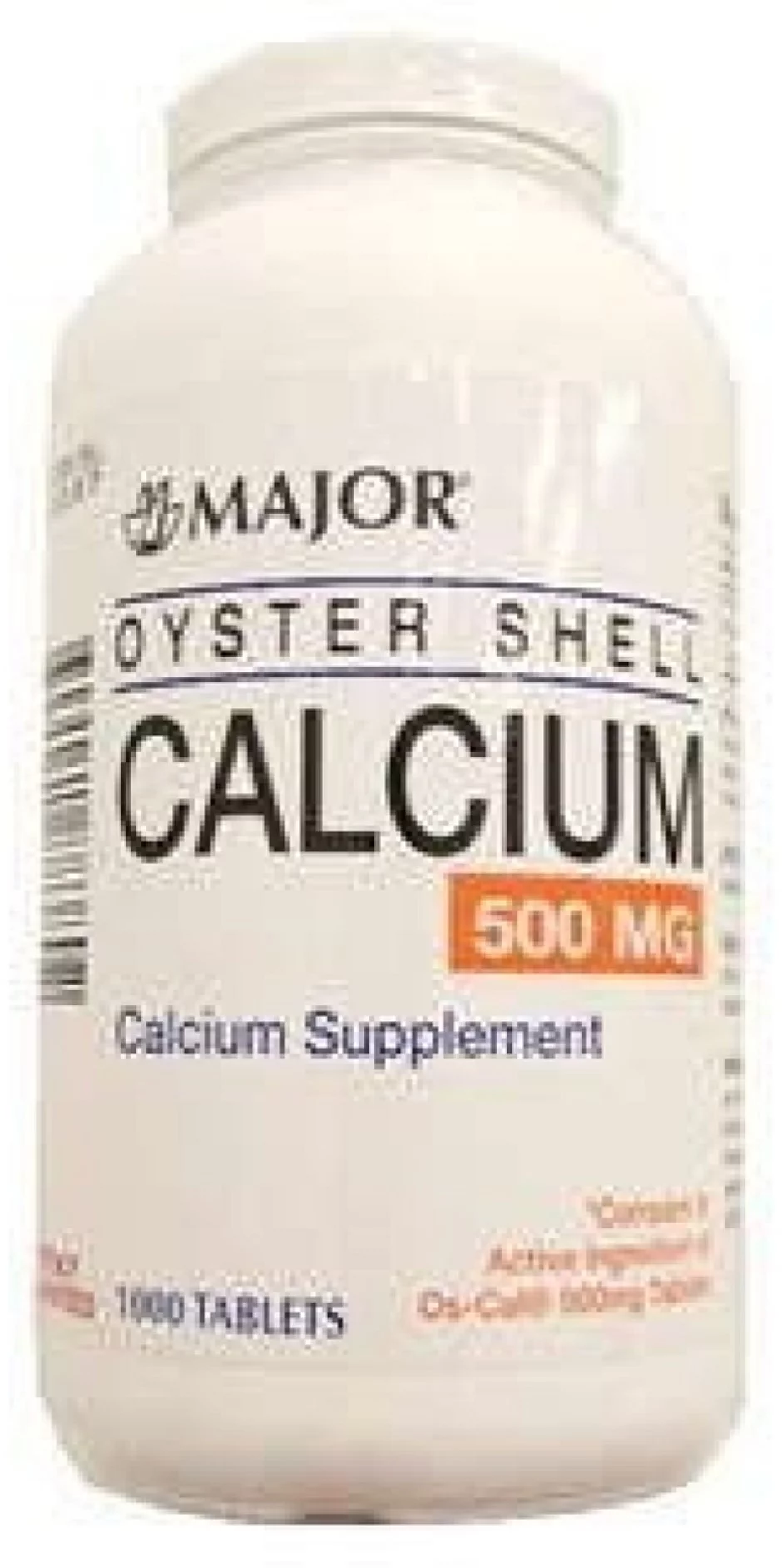Major Oyster Shell Calcium Tablets, 500 mg, 1000 Count