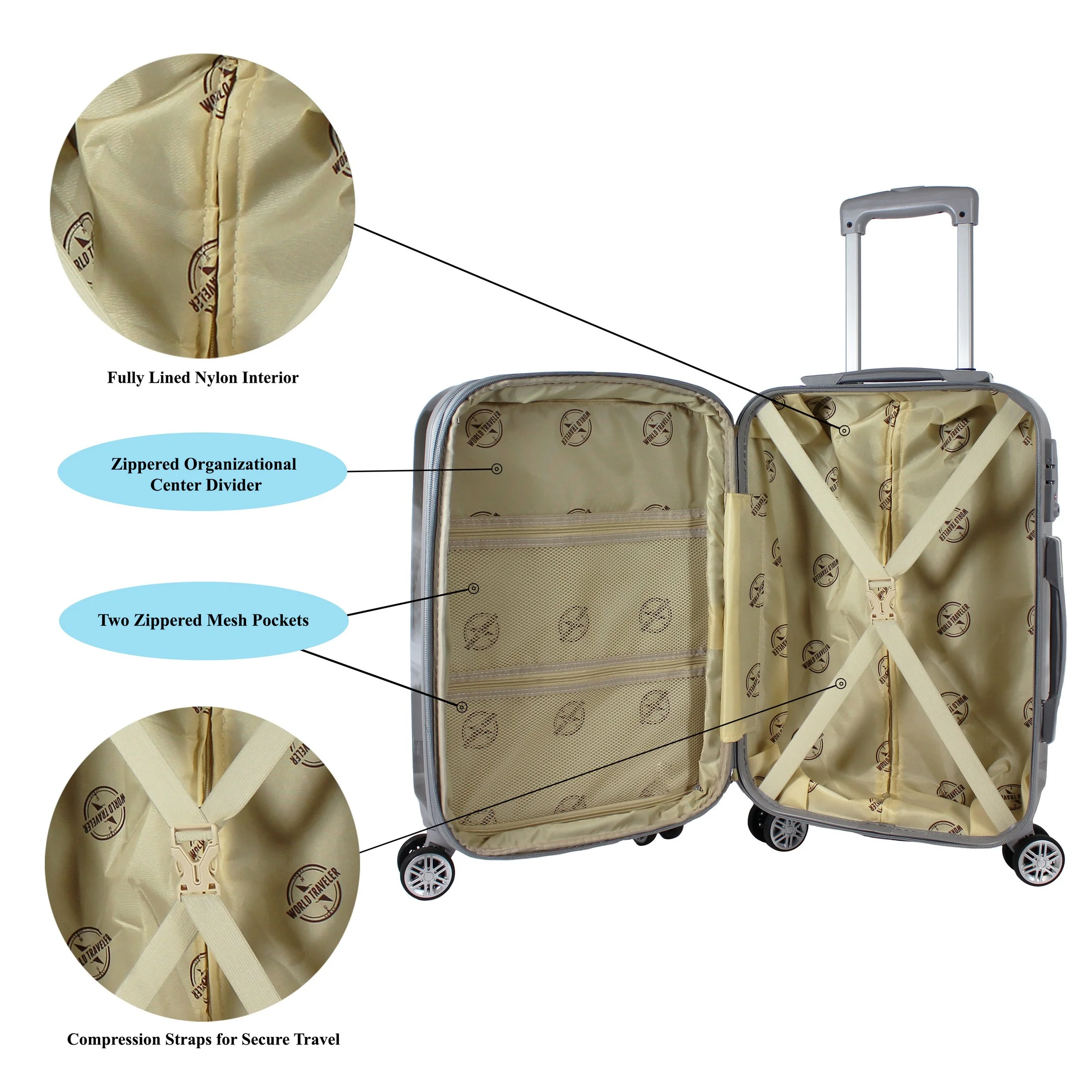Destination 2 Piece Carry-on Hardside Spinner Luggage Set