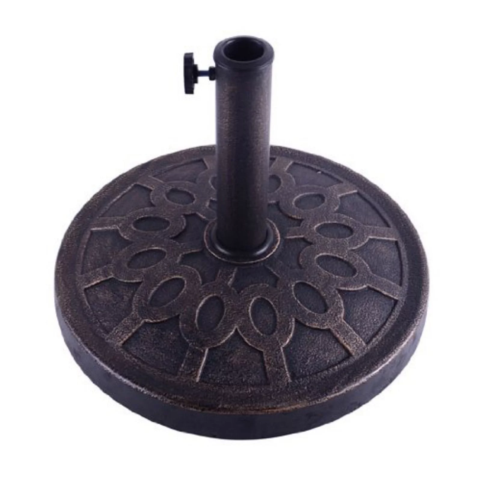 Outsunny 32 lb Round Decorative Cast Stone Umbrella Base Holder - Bronze Finish