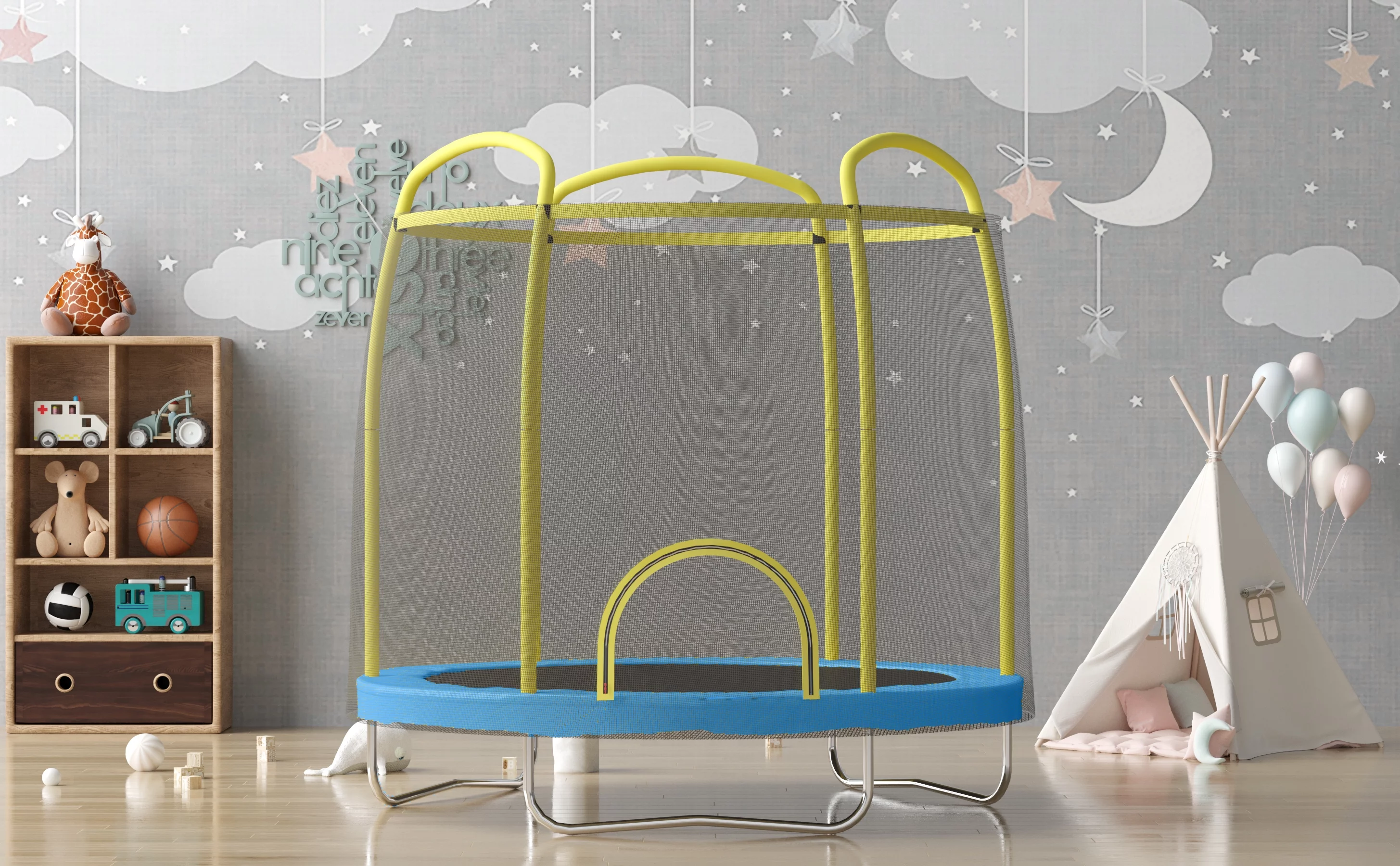 Airzone Jump Premier 7ft Youth Trampoline- Yellow/Blue