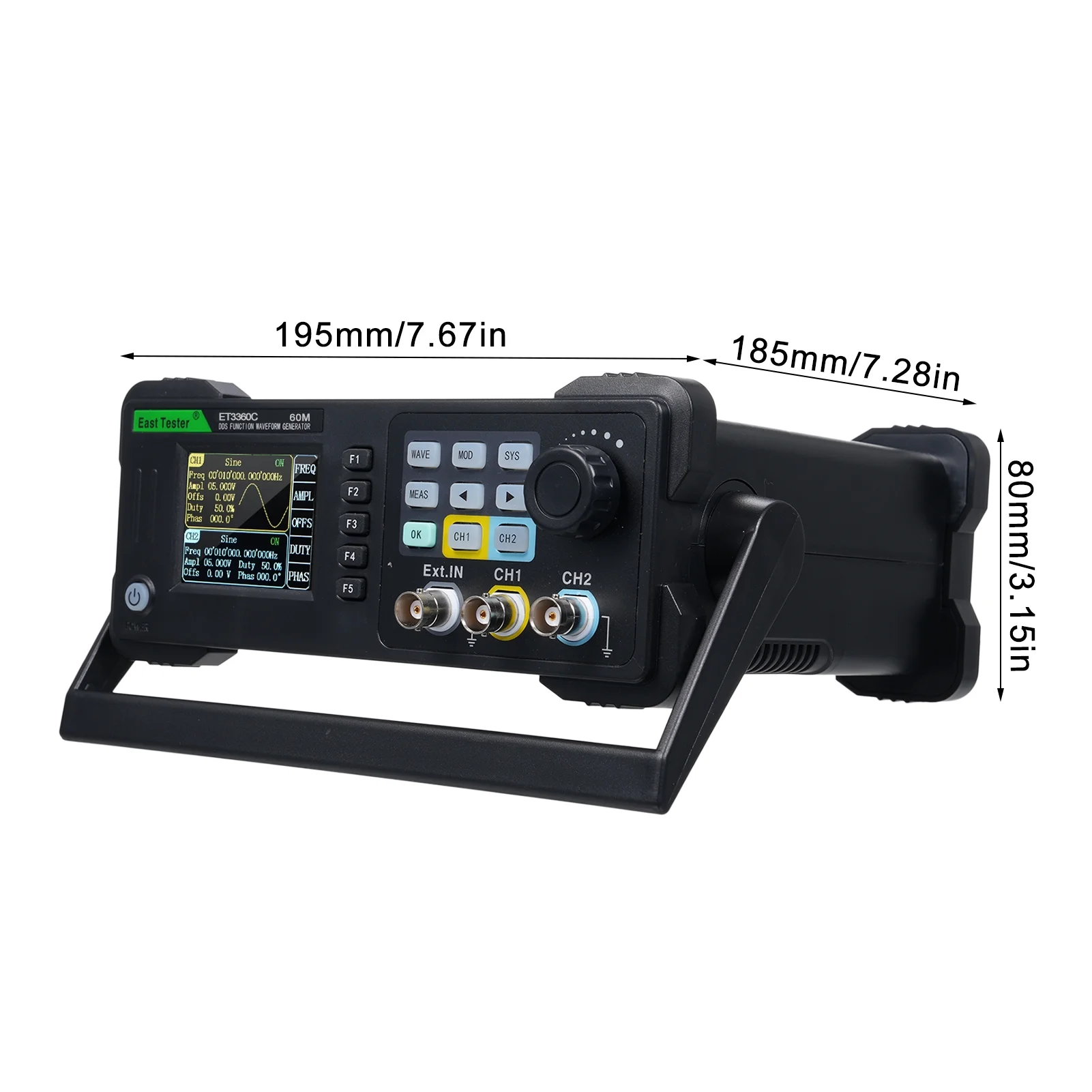East Tester 60MHz Function/Arbitrary Waveform Generator ET3360C Pulse Signal Source with 200MSa/s Sampling Rate for Accurate Waveform
