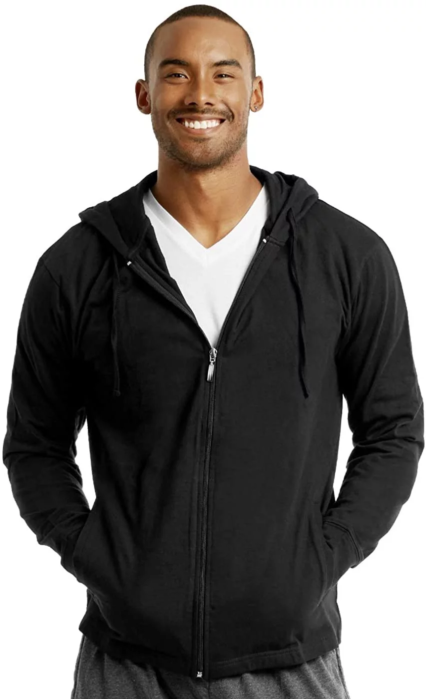 ET TU Hoodie Jacket - Men's Cotton Lightweight Zip Up Hoodie Jacket 2XL, Black