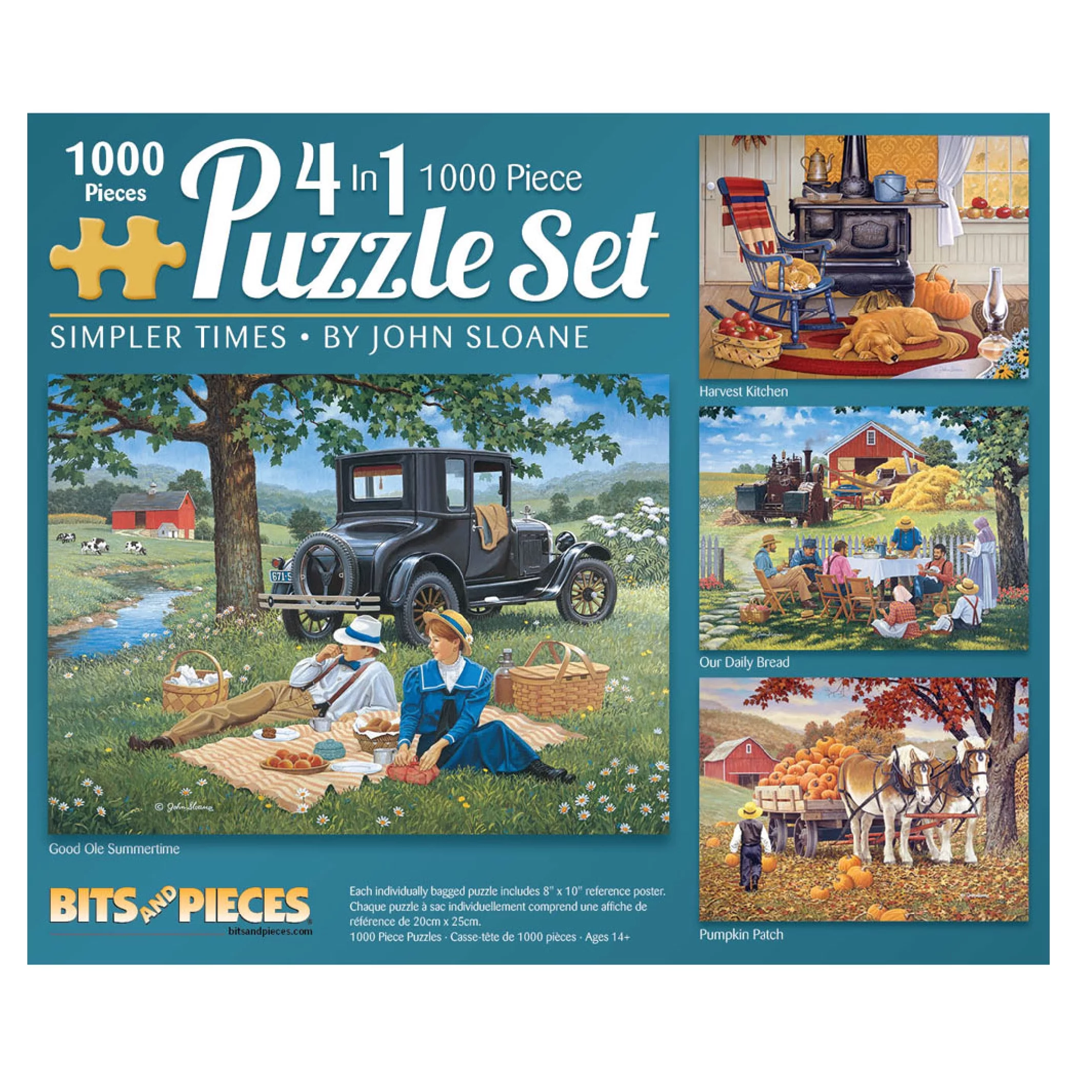 Bits and Pieces - 4-In-1 Multi-Pack Simpler Times 1000 Piece Jigsaw Puzzles for Adults - Each Puzzle Measures 20