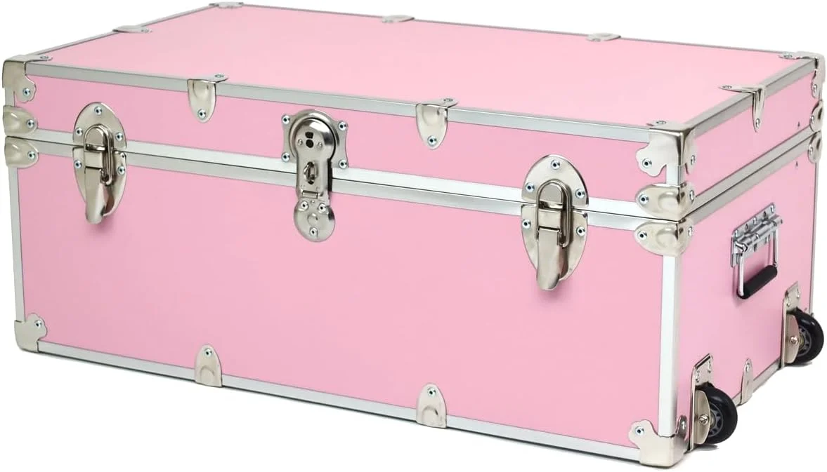 Rhino Trunk & Case Essential College Trunk with Wheels – Secure Dorm Storage Chest - Ideal Footlocker for Students – Strong Trunks with 1000+ Pounds Sitting Capacity 32