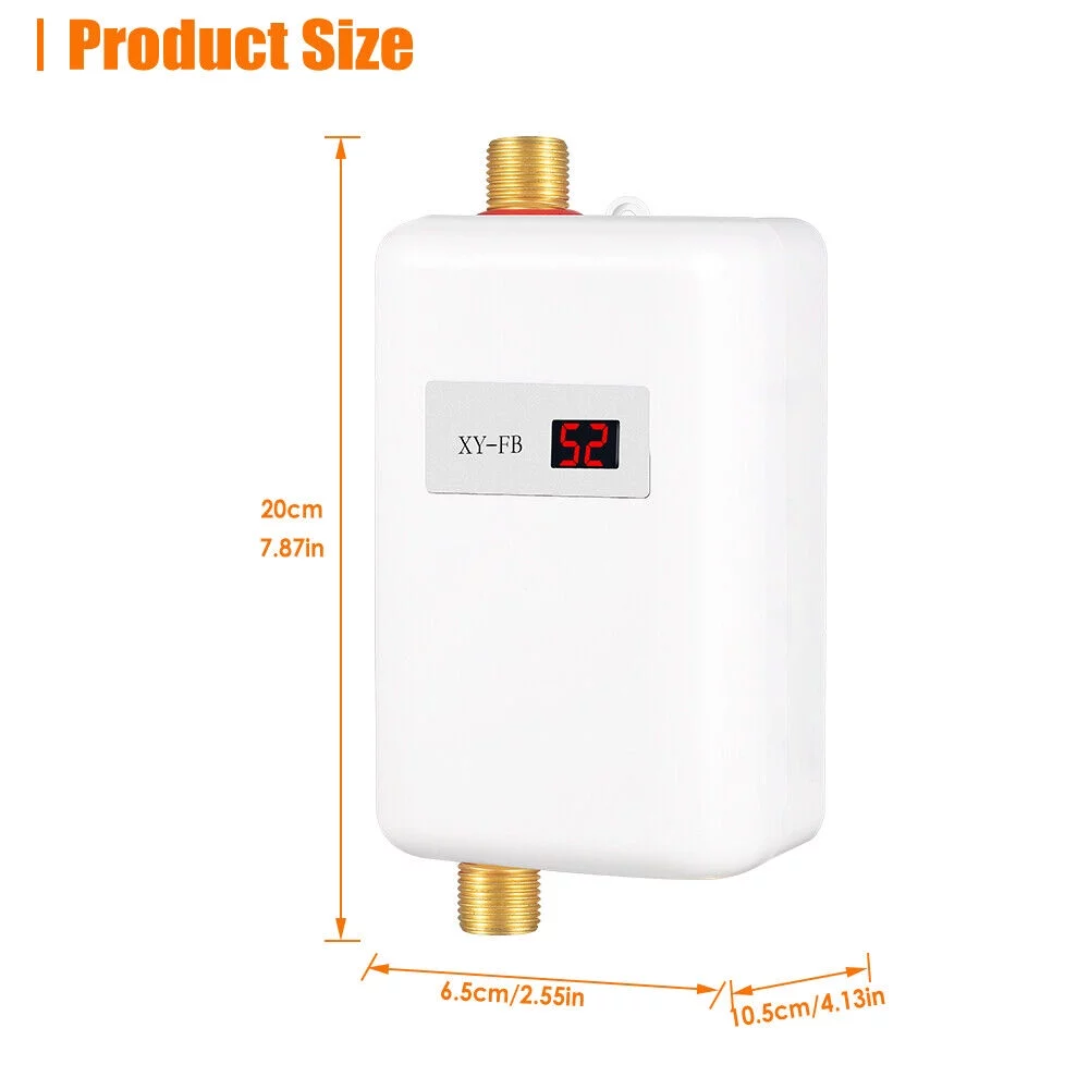 USA-Made Electric Tankless Water Heater - 3000W Instant Hot Water