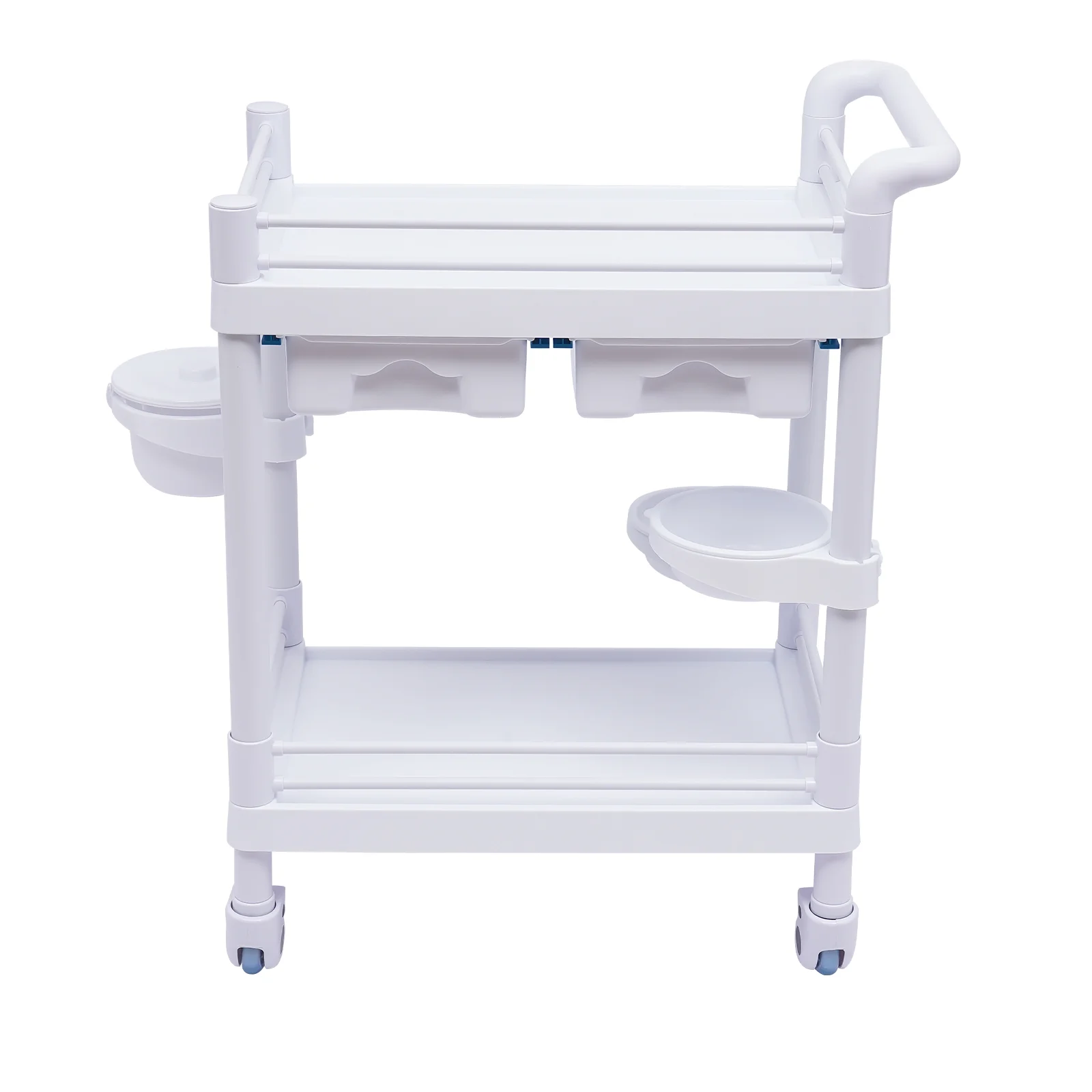 Aiqidi 2 Tier Utility Cart Salon Spa Beauty Trolley Cart Heavy Duty Mobile Rolling Medical Trolley Dental Lab Serving Cart White