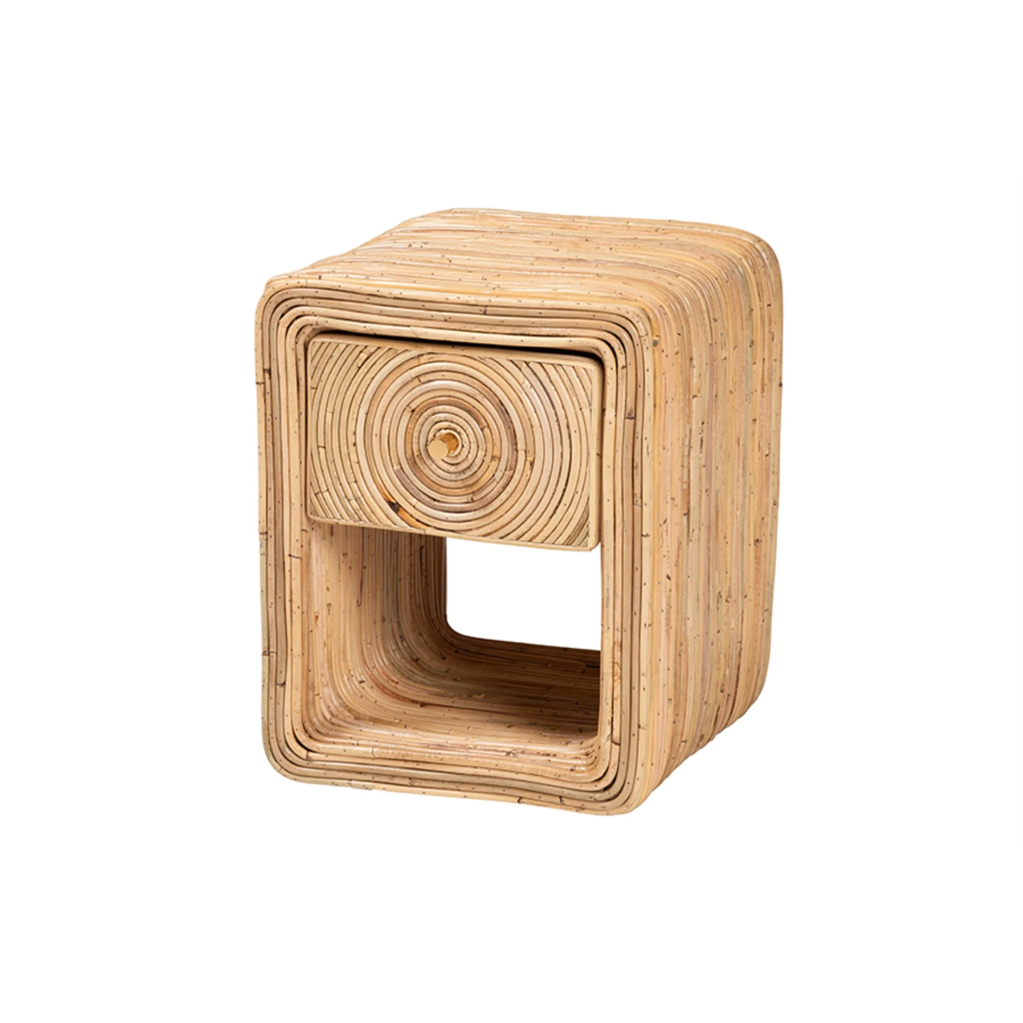 bali & pari Rosina Bohemian Natural Rattan 1-Drawer Nightstand