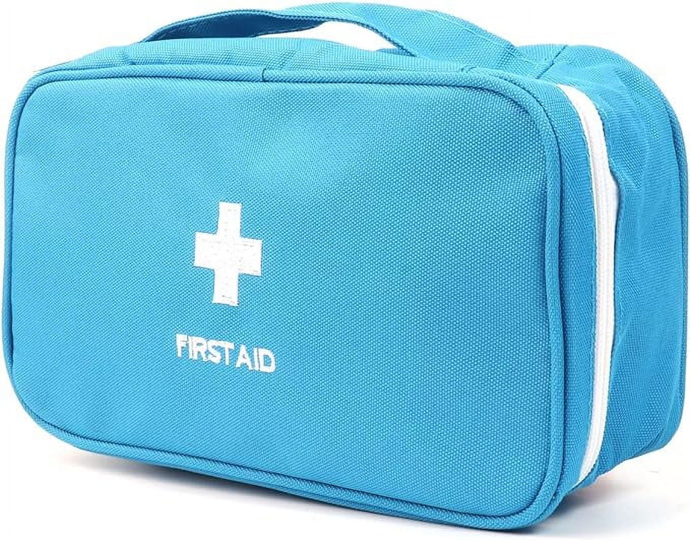 PAXLAMB First Aid Bag First Aid Kit Empty Medical Storage Bag Red Trauma Bag for Emergency First Aid Kits Car Workshop Cycling Outdoors (Blue Handle)