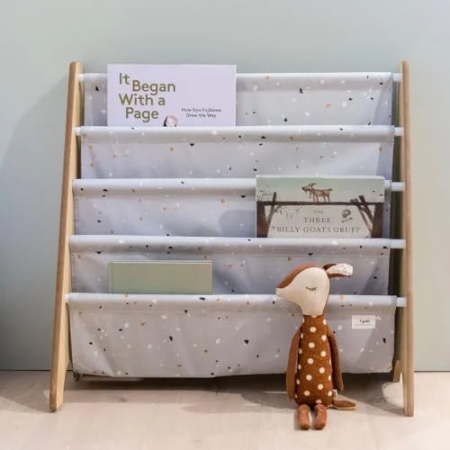 JYHOME Recycled Fabric  Bookshelf \u2013  & Toddler Book Rack for Book  \u2013 Children's Bookcase Display for Nursery  Playroom or  Room in Terrazzo Cream Ages 3+