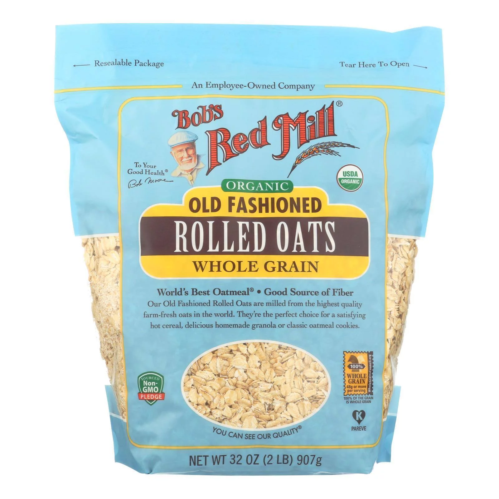 Bob's Red Mill - Oats - Organic Old Fashioned Rolled Oats - Case of 4 - 32 oz.