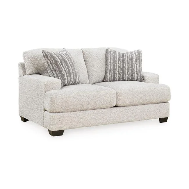 Benjara  68 in. Emma Loveseat with 2 Accent Pillows, Oversized - Gray Polyester