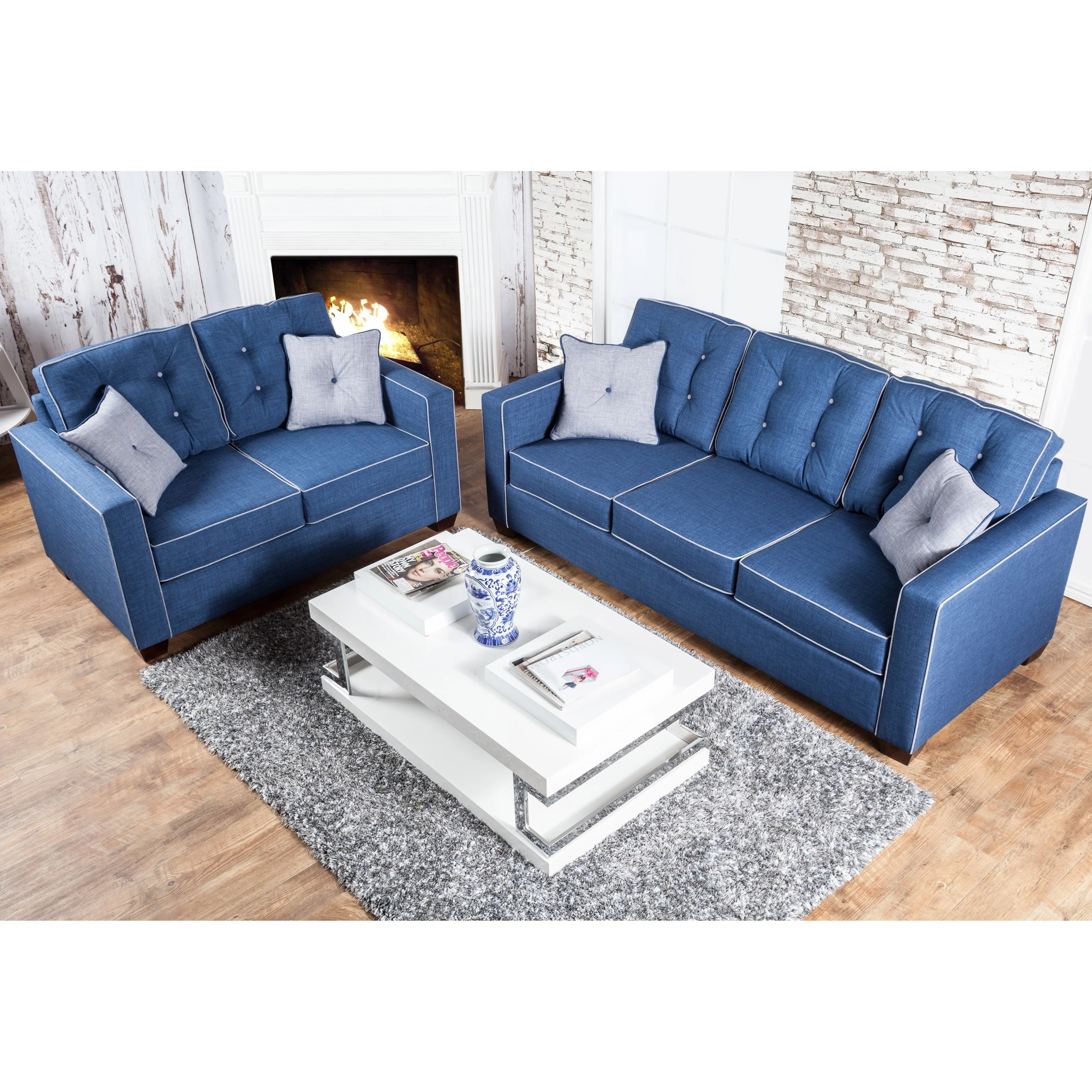 Furniture of America Wazy Modern White 47-inch Metal 1-Shelf Coffee Table by