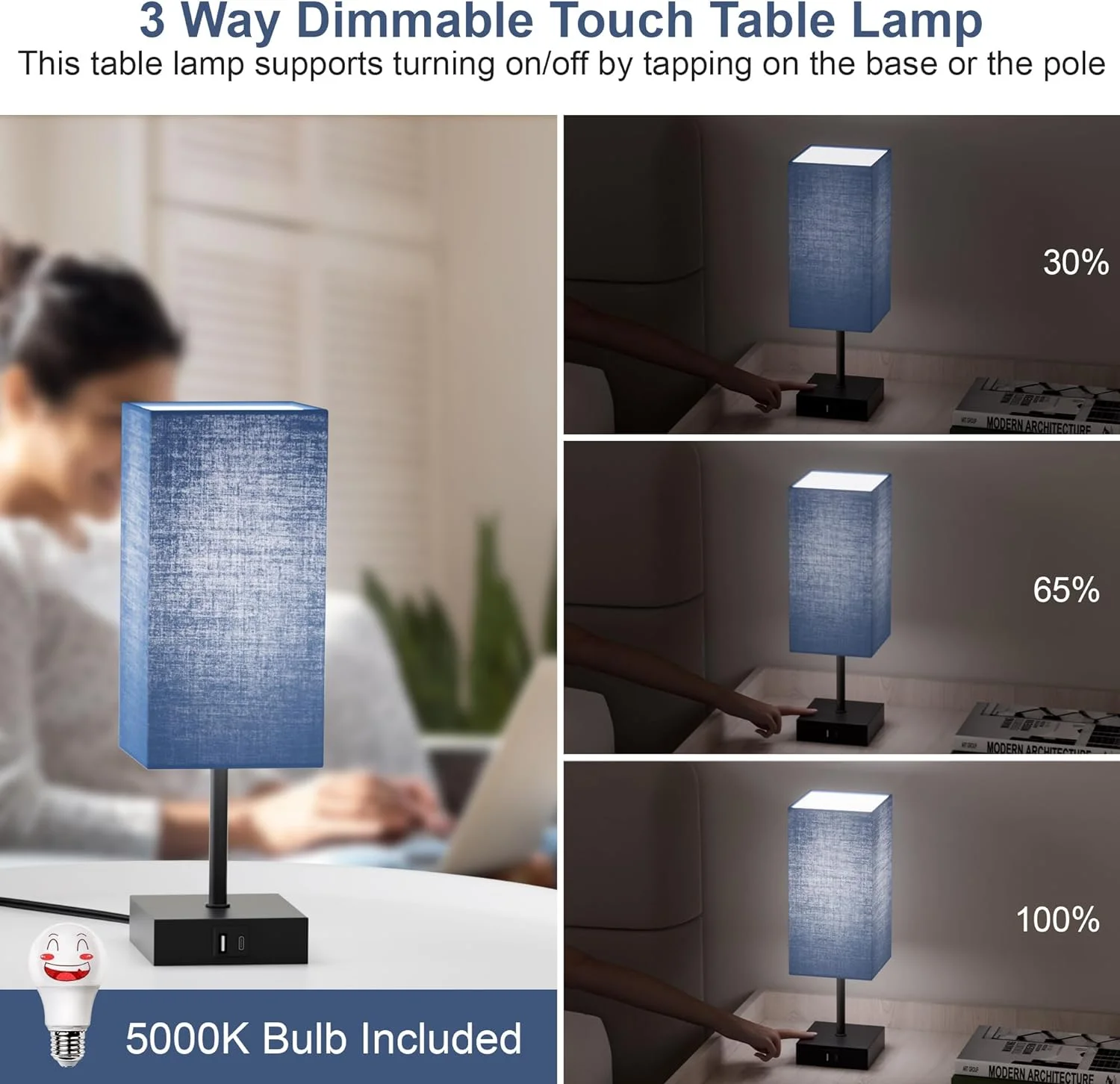 Comzler Table Touch Bebdside Lamp  2 Pack