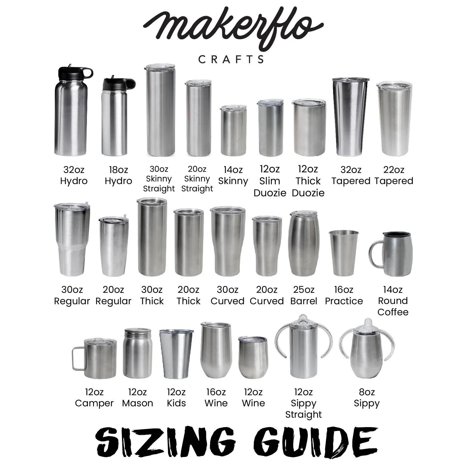 MakerFlo Case of 25, 20 oz Thick Tumbler, Stainless Steel Insulated Tumbler, Silver