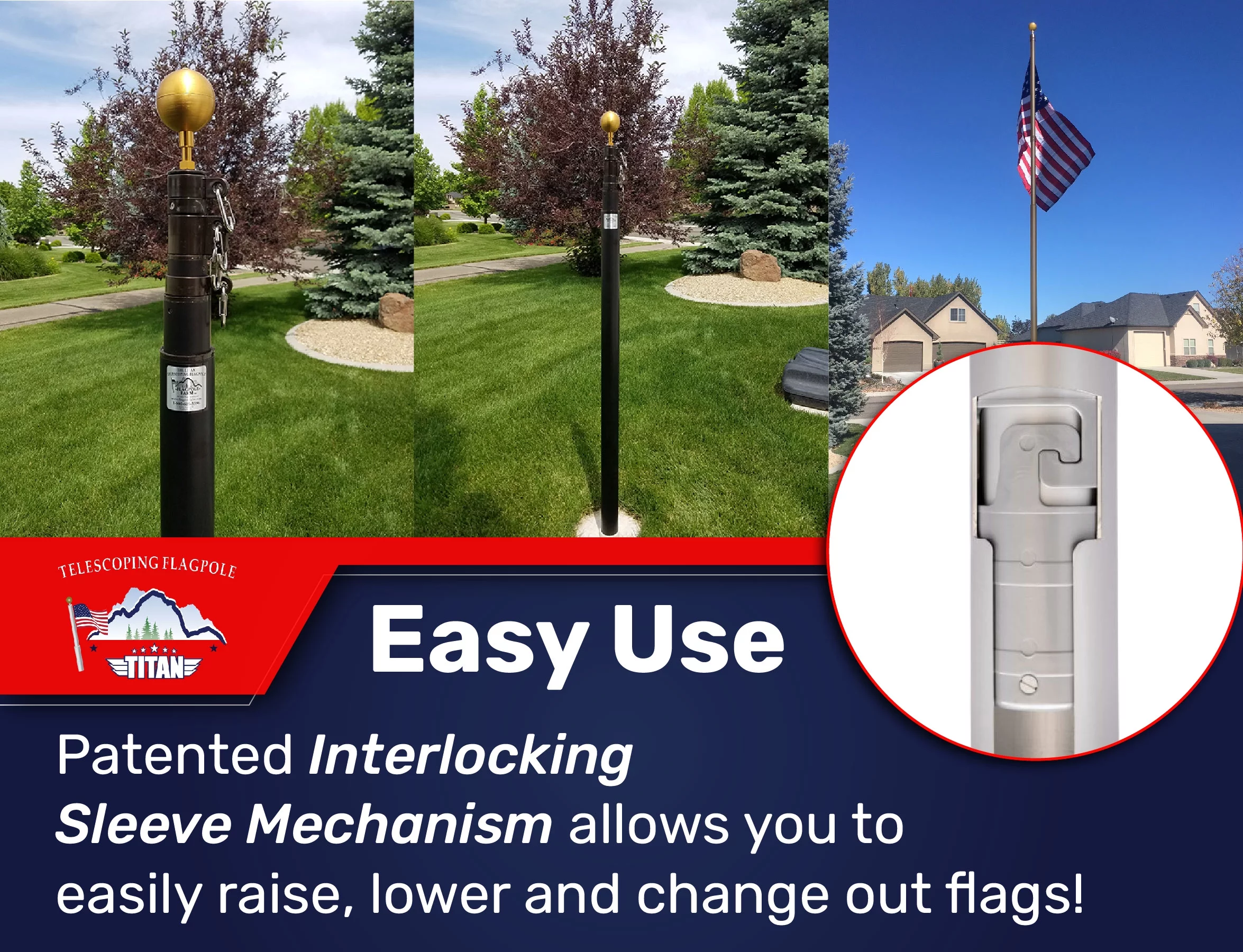 Titan Heavy Duty Aluminum Flag Pole Kit, Light Bronze 15 Feet