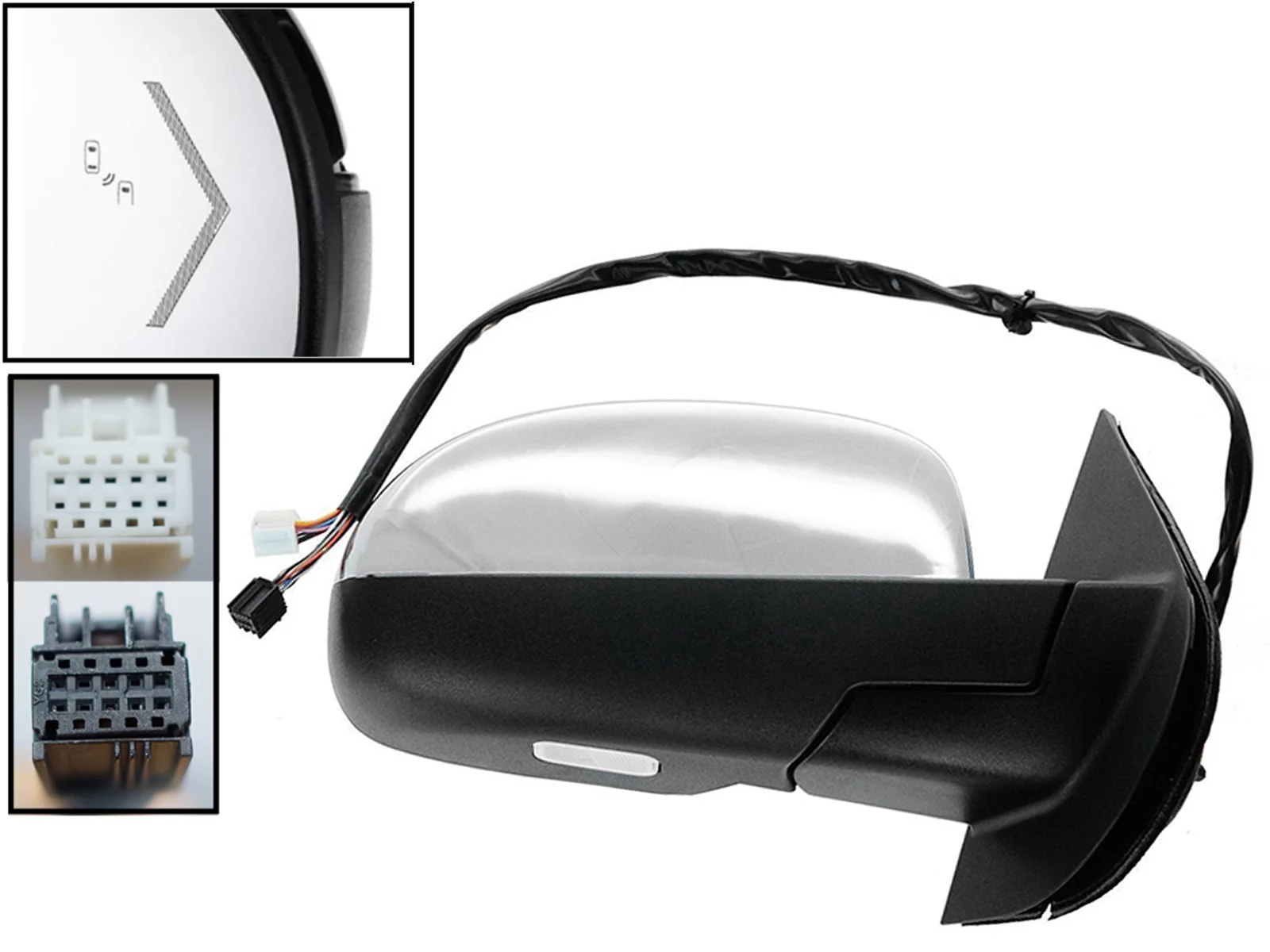 APA Replacement Power Folding Mirror fits 2009 - 2014 TAHOE YUKON SUBURBAN with LED Arrow Signal Blind Spot Detection Power Heated Puddle Memory Passenger Right Side GM1321525