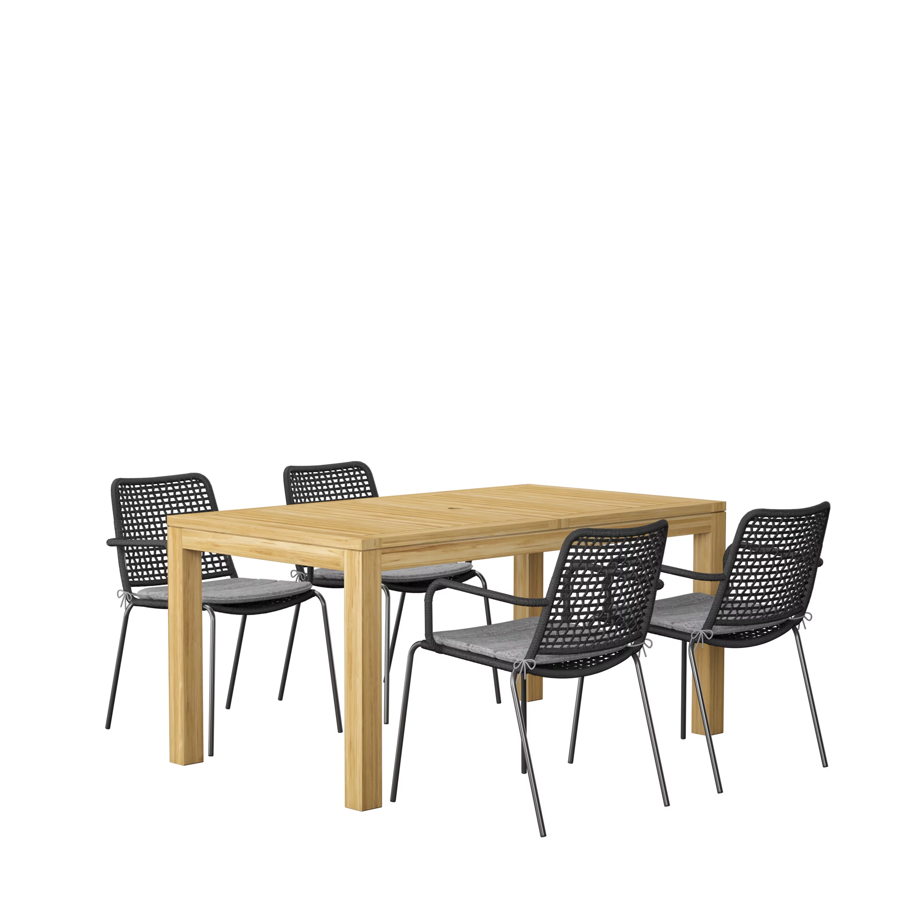 Amazonia Van Buren 5 Pieces Certified Teak Rectangular Outdoor Dining Set, Ideal for Patio, Seating Capacity: 4