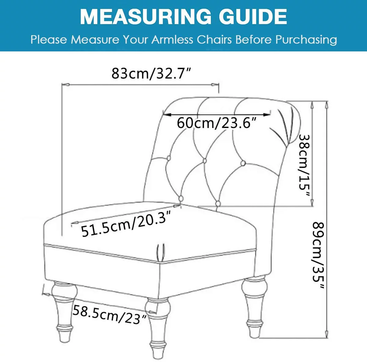 TOPCHANCES Stretch Textured Grid Armless Wing Back Chair Slipcover,  Armless Accent Chair Cover Universal Removable Washable