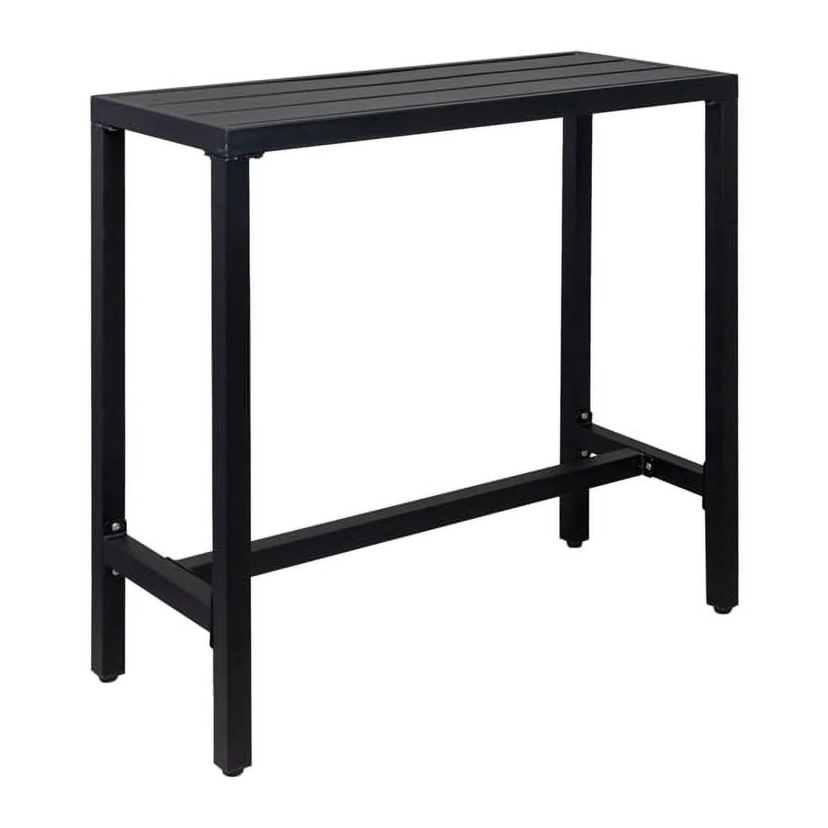 Bornmio 40in Iron With Adjustment Knob Patio Bar Table Black