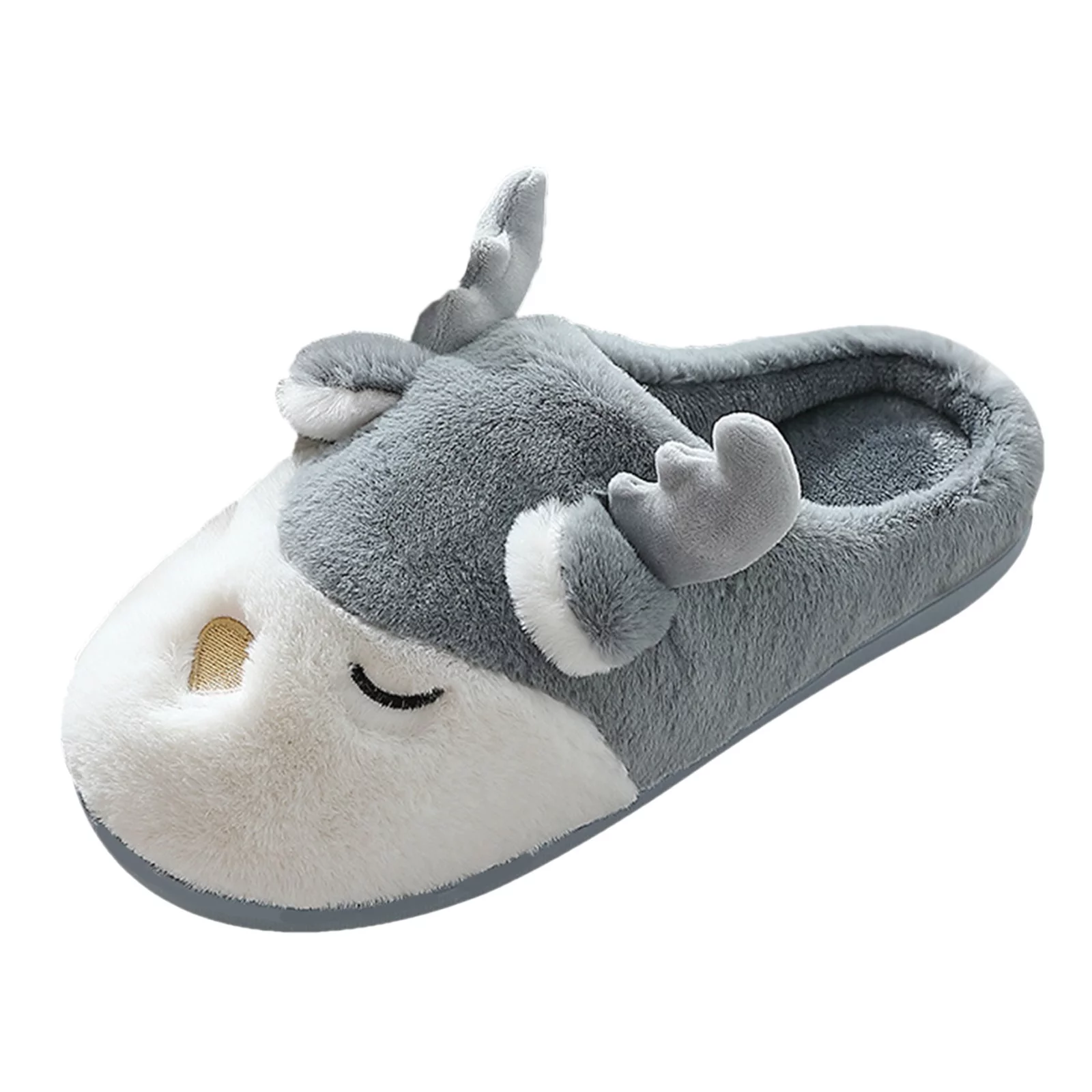 AdBFJAF Men's Slippers Size 9 1/2 Wide Cute Deer Slippers for Men Winter Warm House Slippers