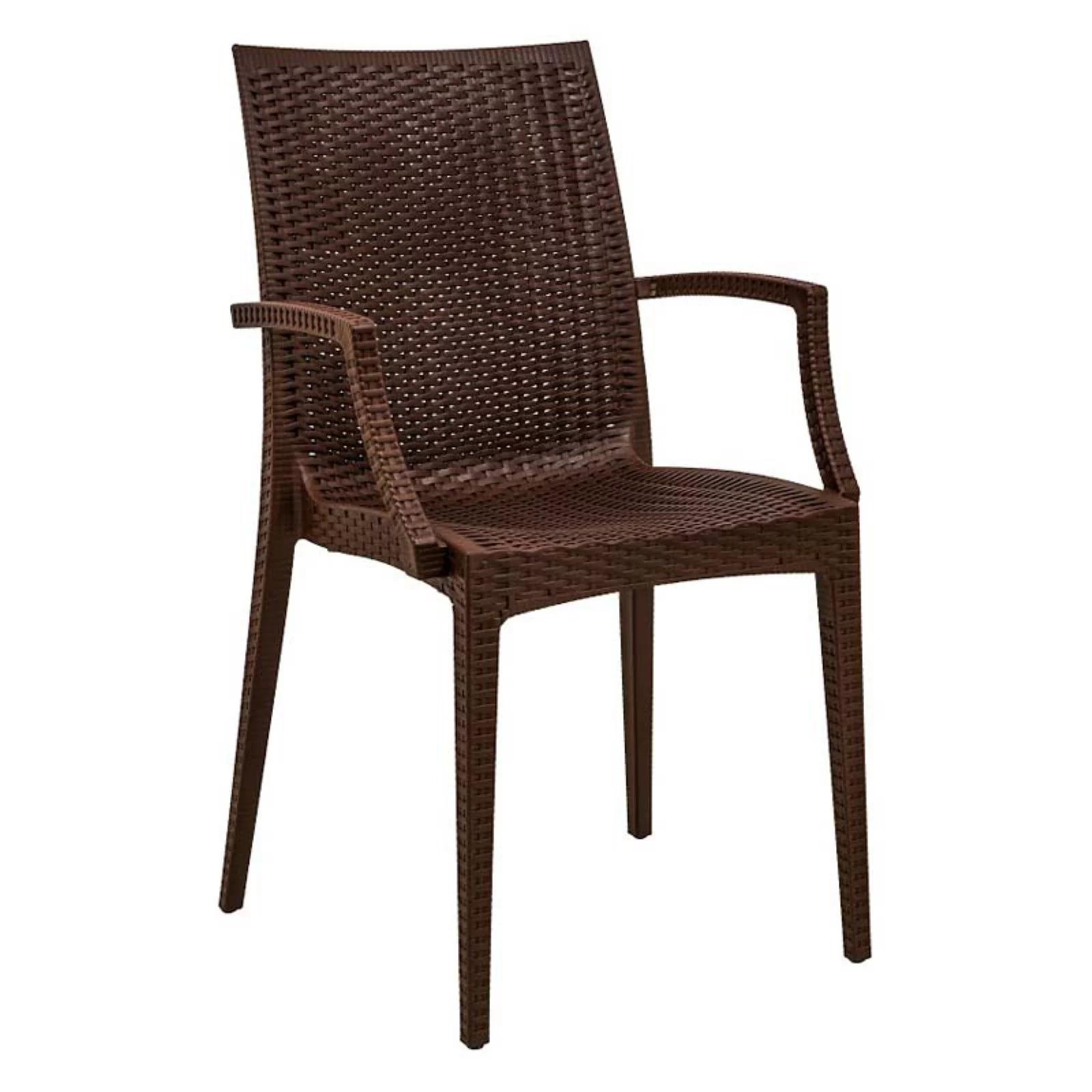 LeisureMod Weave Mace Indoor/Outdoor Chair - Set of 2-Color:Brown,Style:With Arms