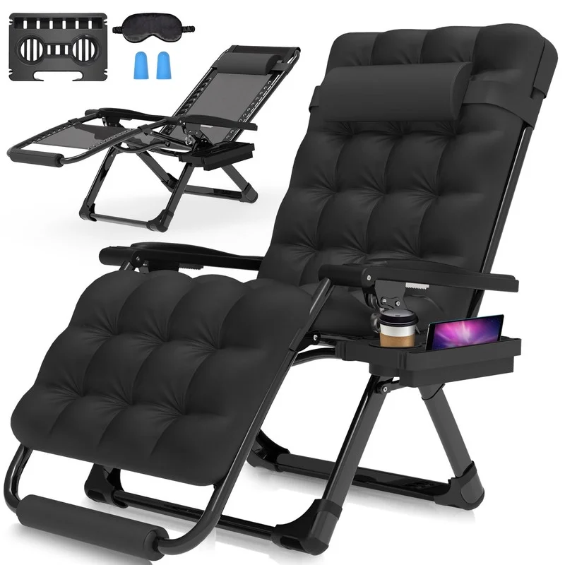 Oversized Zero Gravity Chair,29In XL Lounge Chair w/Removable Cushion&Headrest, Reclining Camping Chair w/Upgraded Lock and Footrest, Reclining Patio Chairs Recliner for Indoor Outdoor