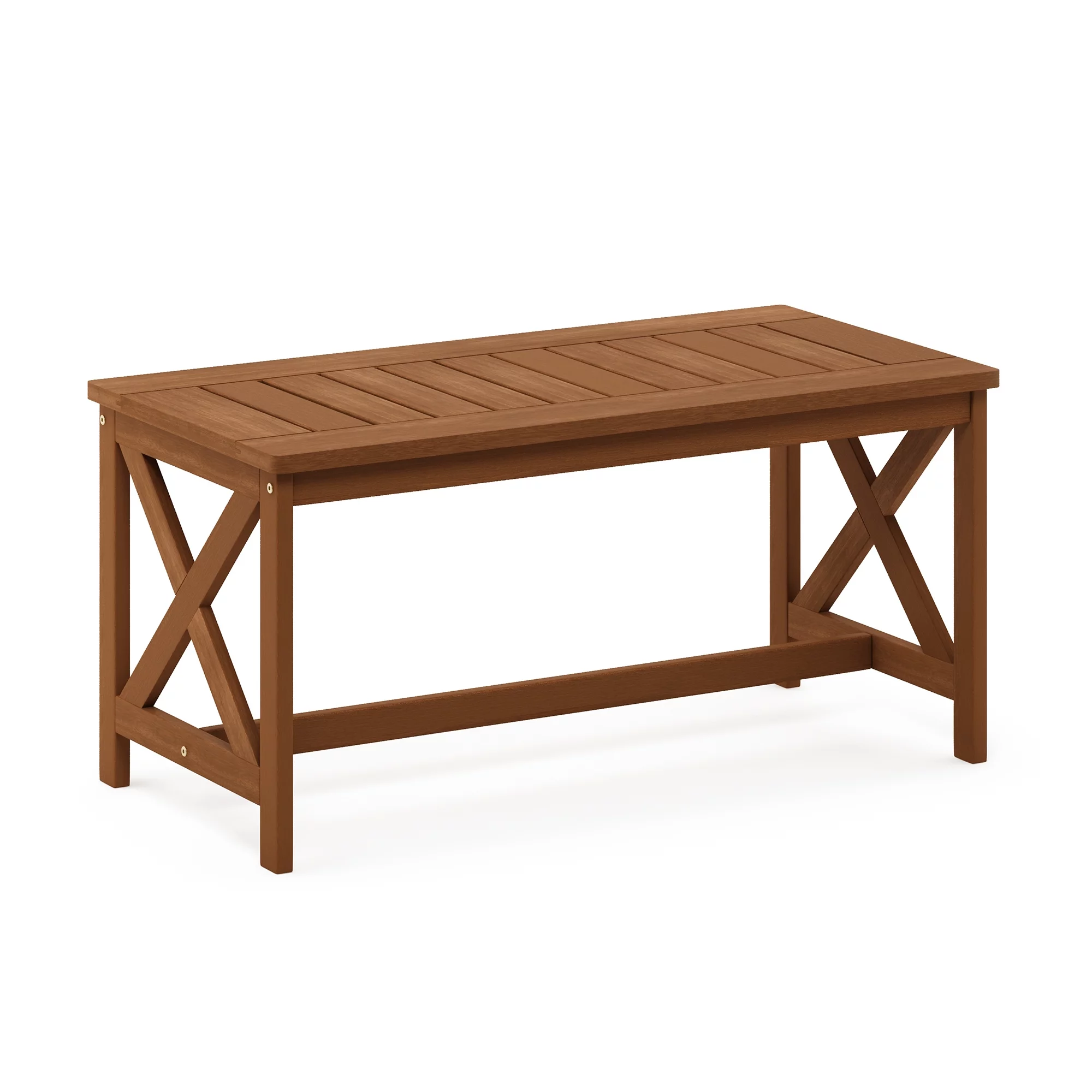 Furinno Tioman Hardwood Coffee Table with X Leg in Teak Oil