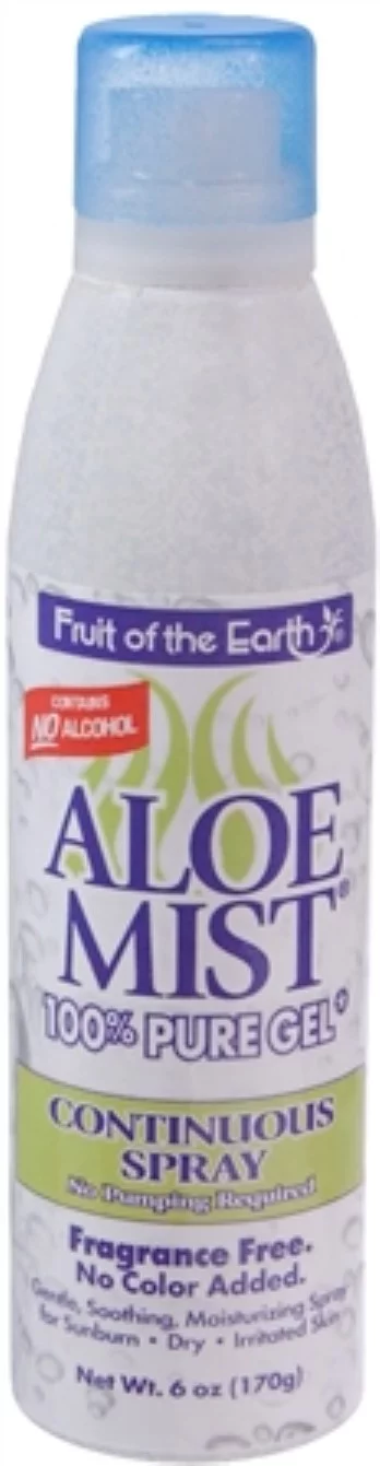 Fruit of the Earth Aloe Mist 100% Gel Continuous Spray 6 oz (Pack of 4)