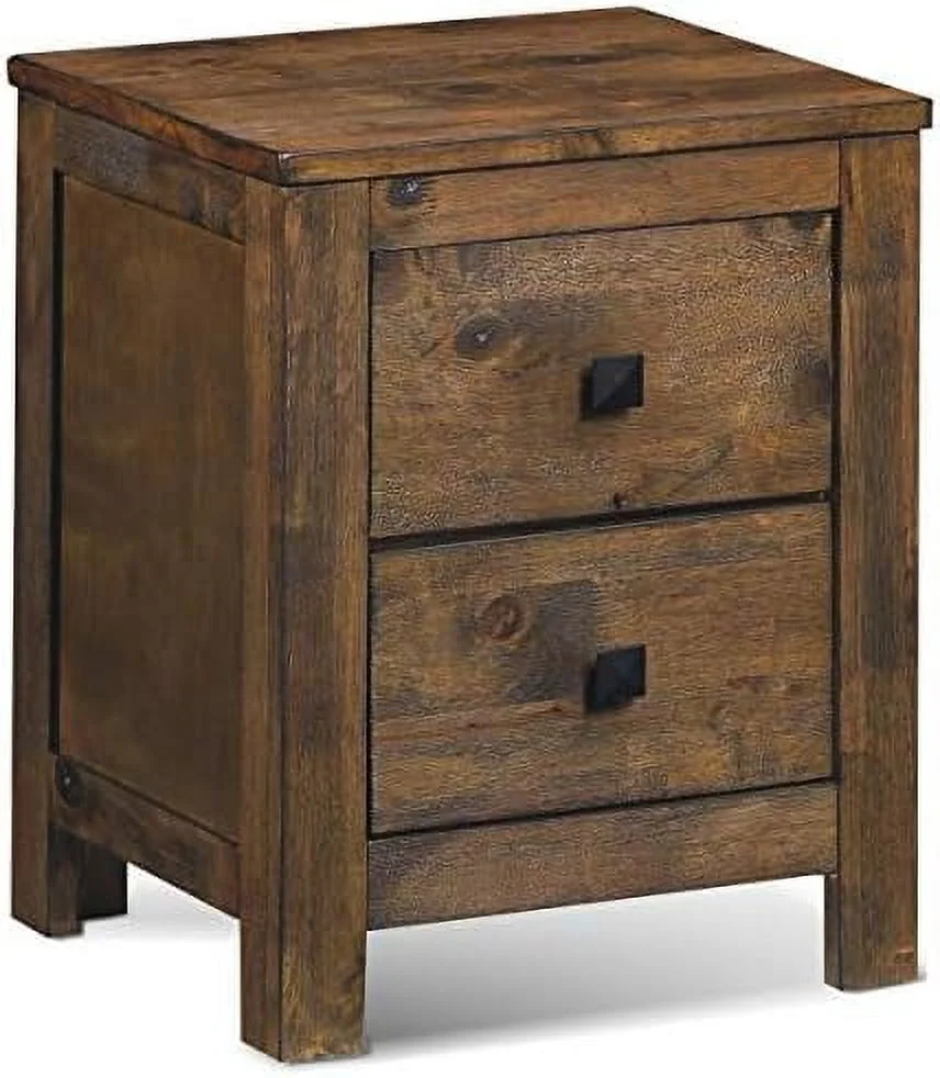 SQRTED Nightstand with 2 Sliding Drawers  Full Assembled Rustic Multipurpose  Bedside Table for Bedroom  Wooden  Cabinet End Table (2  Coffee)