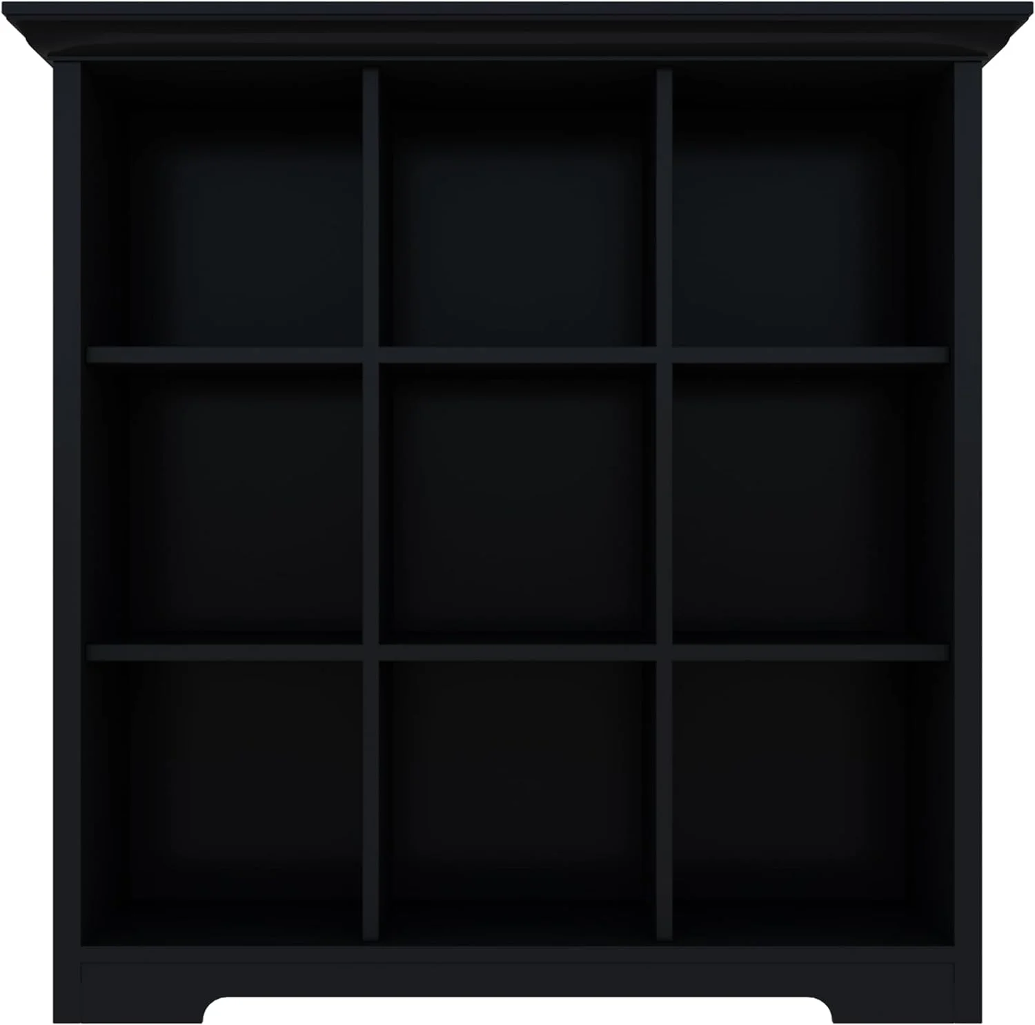 HYUN Cube Storage Bookcase with Base - Wooden 3 Tiers Floor Standing Open Shelf Cabinet for Home and Office, 9-Cube Lattice Bookshelf, Black