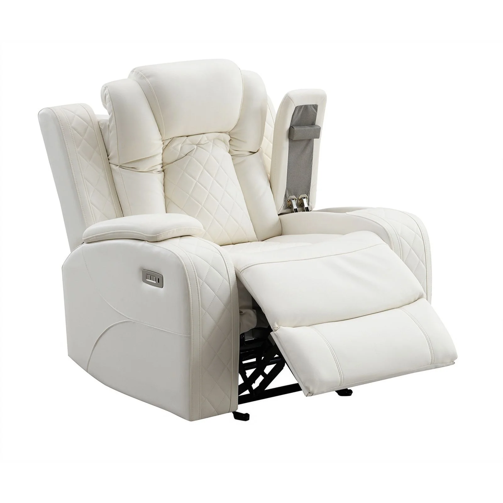 Pemberly Row Modern Contemporary Leather Glider Recliner in White