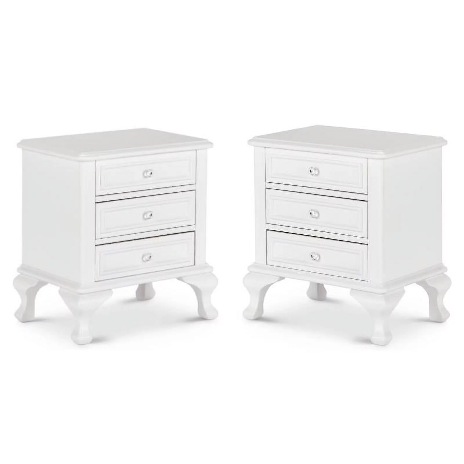 Home Square 2 Piece Wood Nightstand Set with 3 Drawer in White