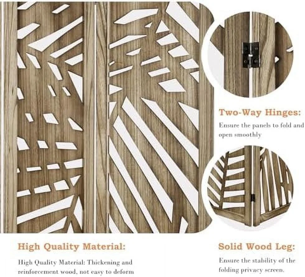 JDZHAPPYLIFE 6 Panel Room Divider  Folding Room Divider Freestanding Privacy Screen Divider  Carved Wood Room Divider for Bedroom Home Office Apartment Studio Hotel Restaurant Garden Terr