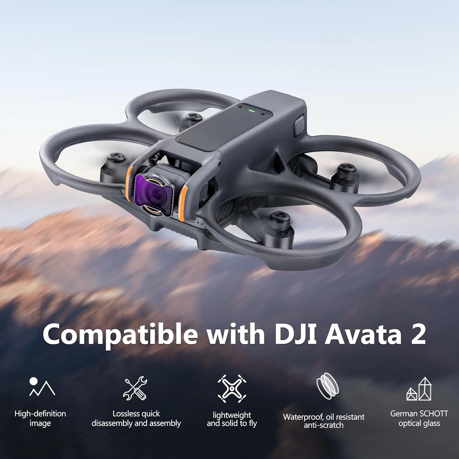 YUNLAZA 6 Pack ND & CPL Filters Set For DJI Avata 2 FPV Drone, CPL/UV/ND8/ND16/ND32/ND64 Compatible with DJI Avata 2 Camera Lens Filter