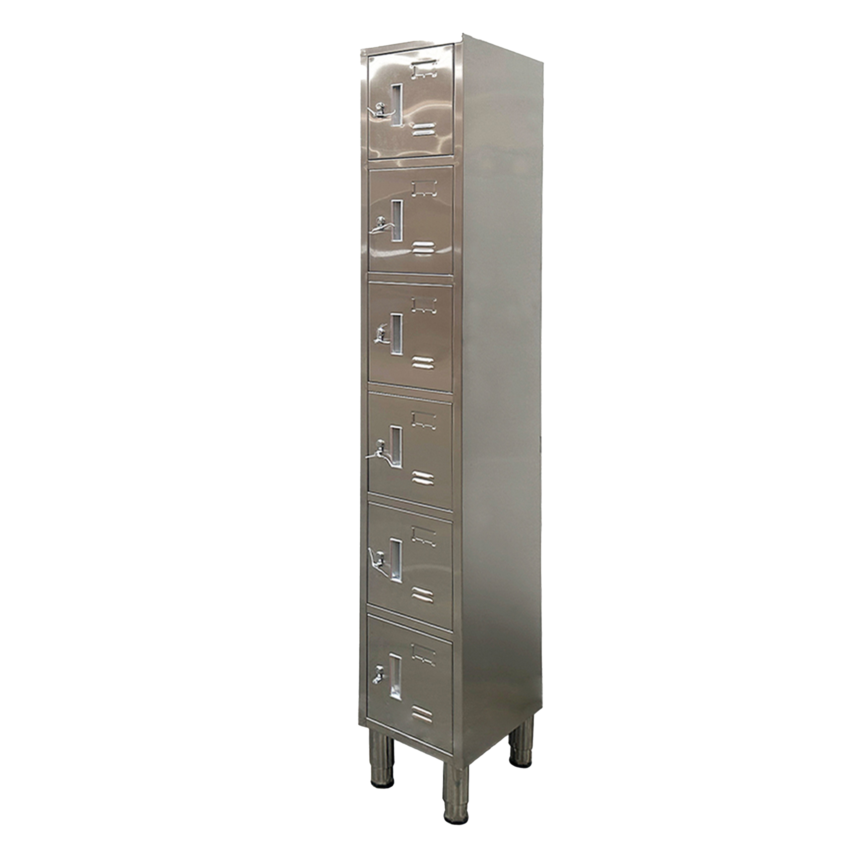 77 in. High Six Tier Assembled Metal Locker, 6 Doors Stainless Steel Locker