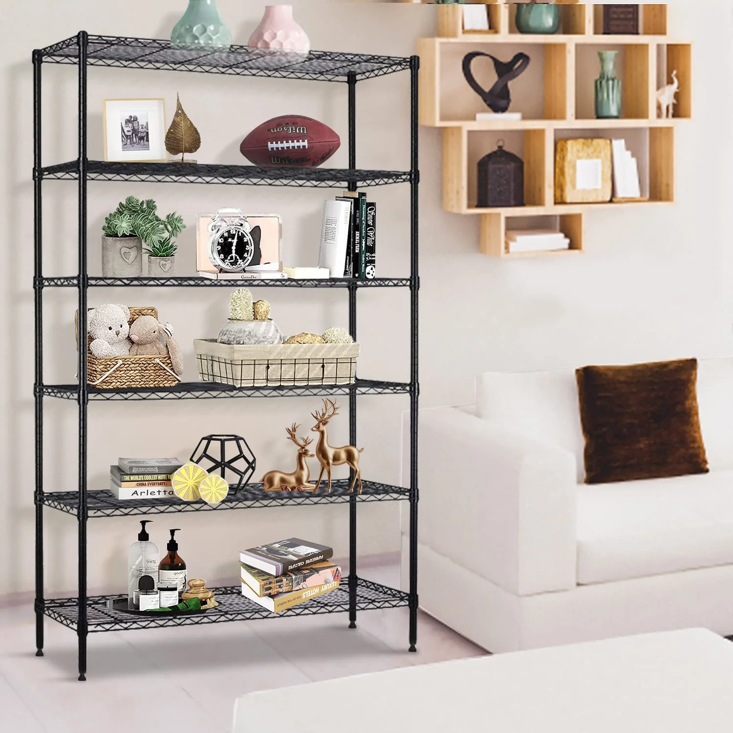 Dkelincs 6-Tier Wire Shelving Metal Utility Steel Storage Shelves for Garage Kitchen Living Room 42