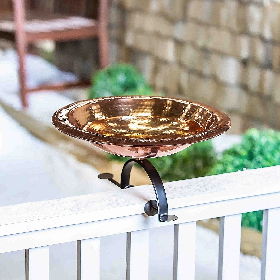 Copper Plated Hammered Attachable Birdbath