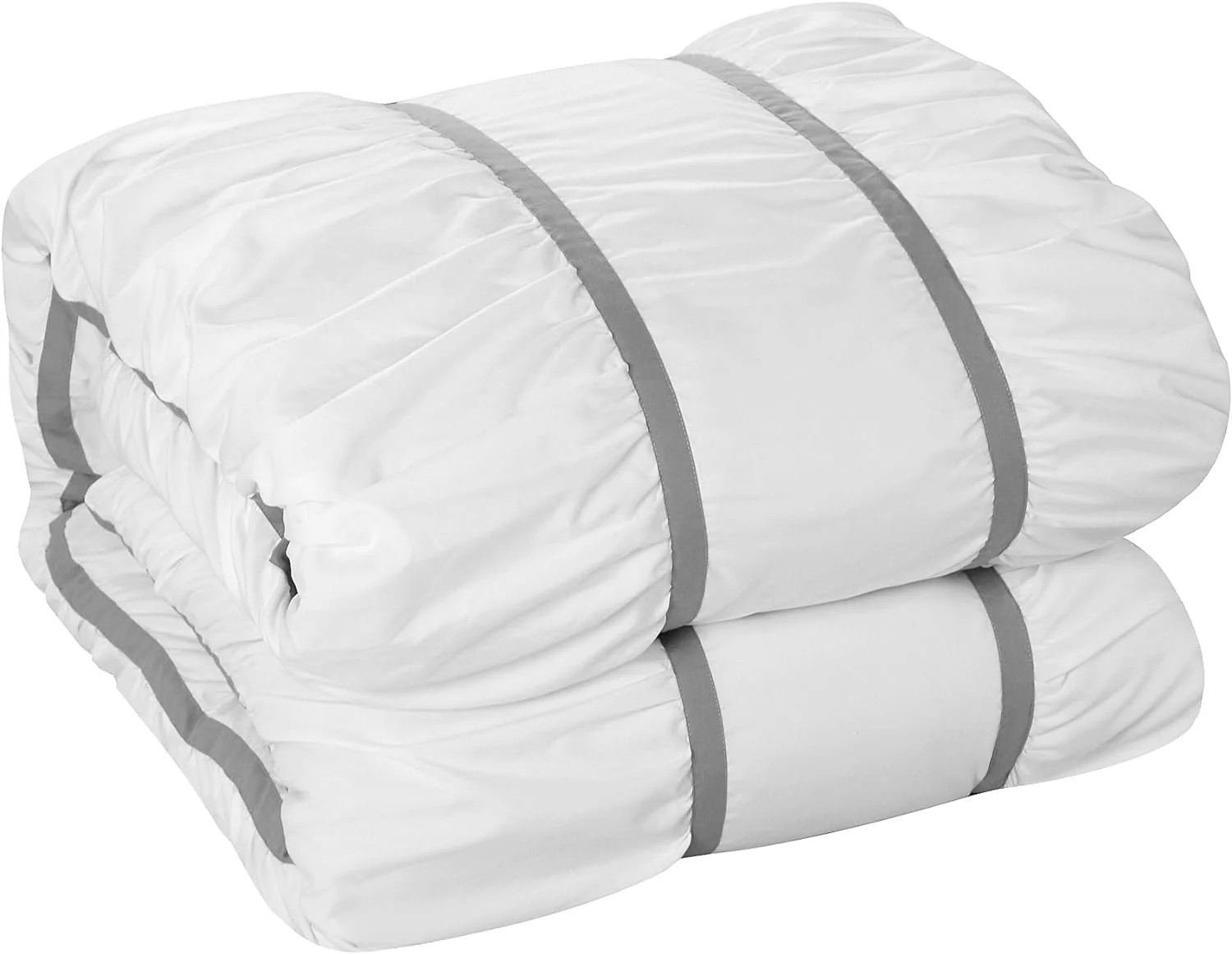 YANRUI Cheryl 10 Piece Comforter Set Complete Bed in a Bag Pleated Ruched Ruffled Bedding with Sheet Set and Decorative Pillows Shams Included, King White