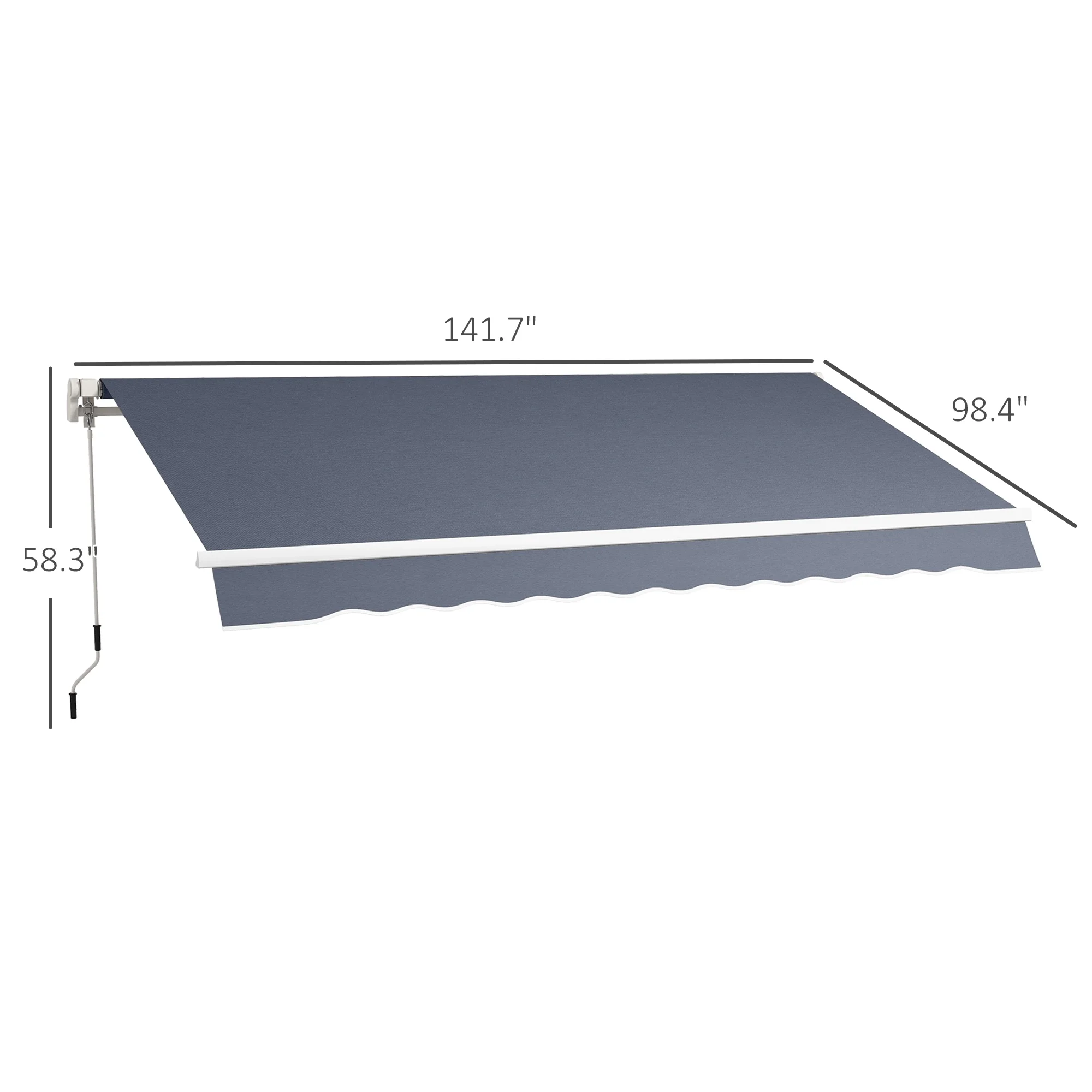 Outsunny 12' x 8' Retractable Awning, Patio Awning Sun Shade Shelter, Gray