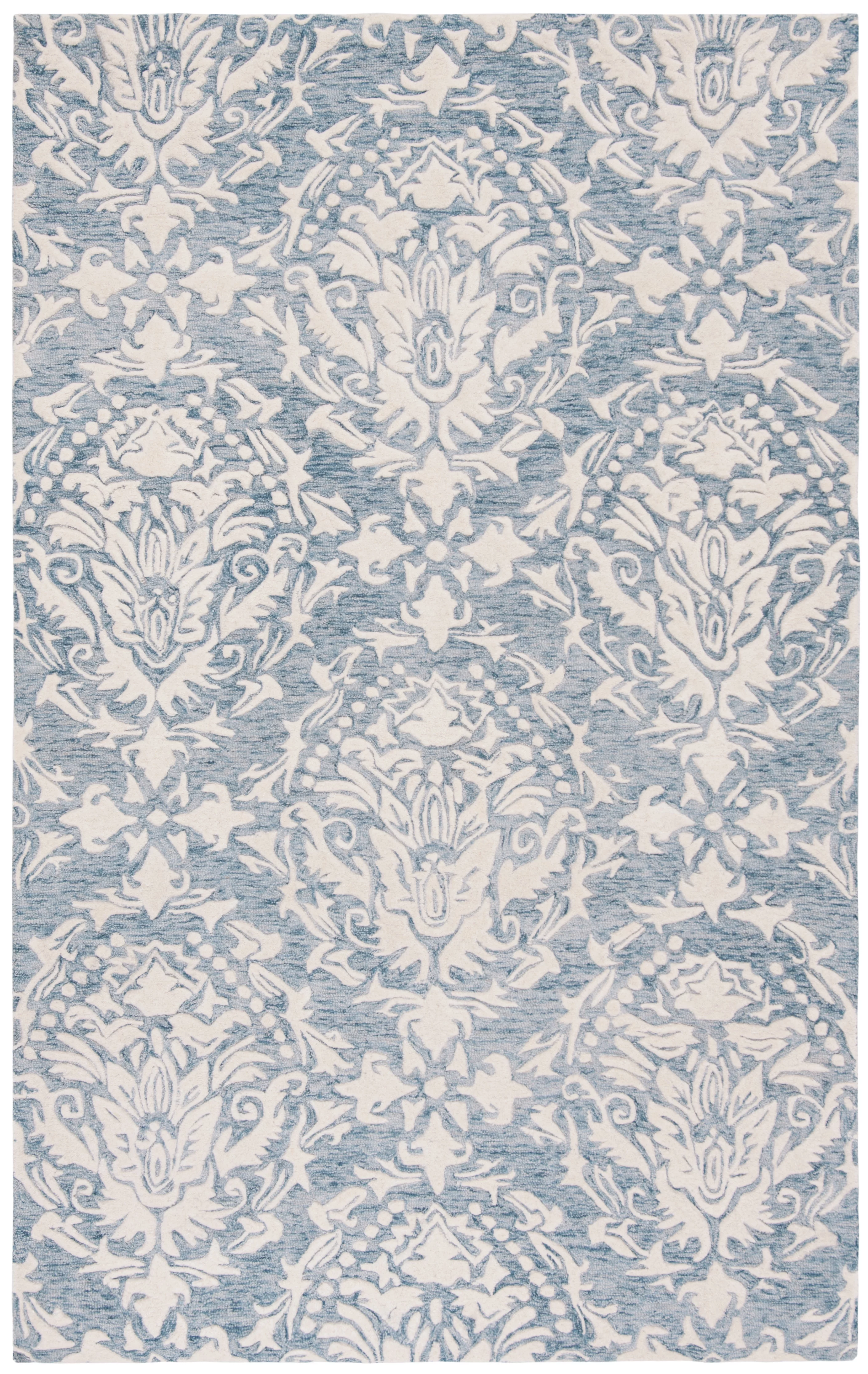 SAFAVIEH Blossom Kestrel Damask Area Rug, Blue/Ivory, 6' x 9'