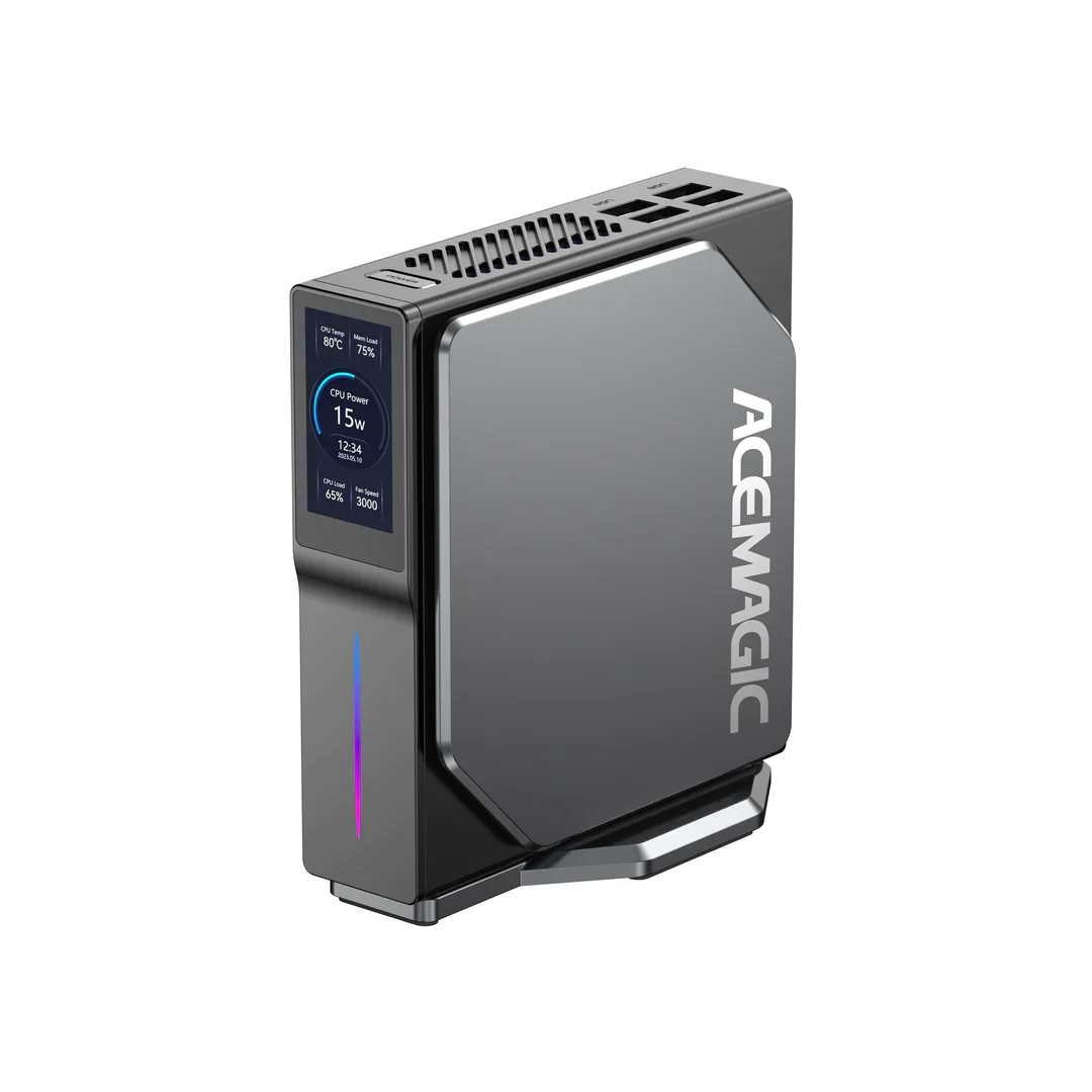Acemagic S1 Mini PC Intel 12th Gen Alder Lake N95 (up to 3.4GHz,20W TDP), 16GB DDR4 1TB M.2 SSD,Mini Desktop Computer with DIY LCD Screen, Support 4K/WiFi6/BT5.2 for Home Office