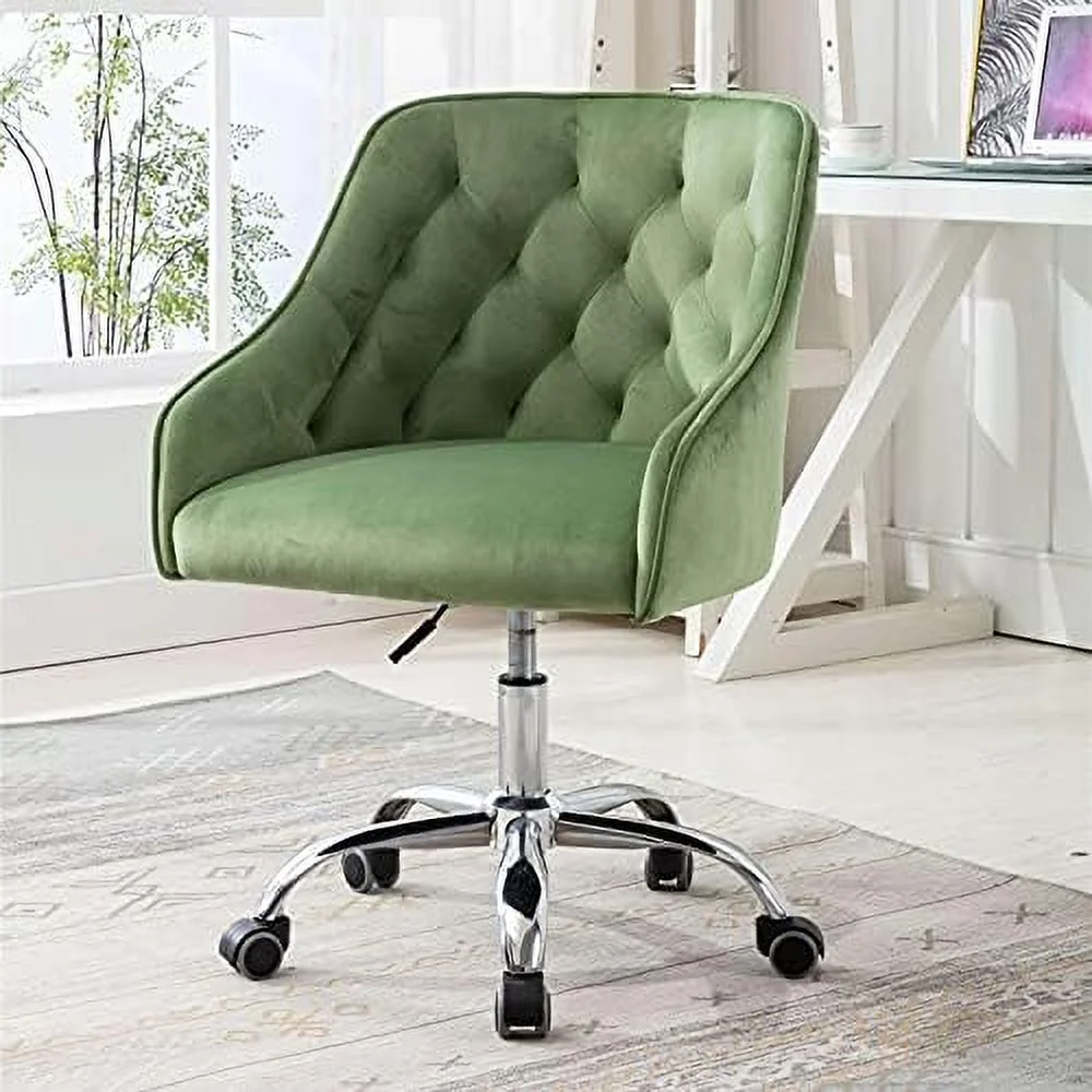 TJUNBOLIFE Home Office Swivel Velvet Chair  Modern Task Chair with Wheels  Vanity Chair for Bedroom