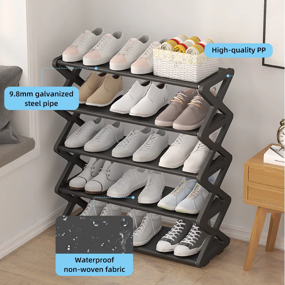 Shoe Rack,Fabric Room Office 5 Tier X Shape Steel Non-woven Steel Non-woven Fabric Adben Qahm Iuppa Buzhi Ample 5