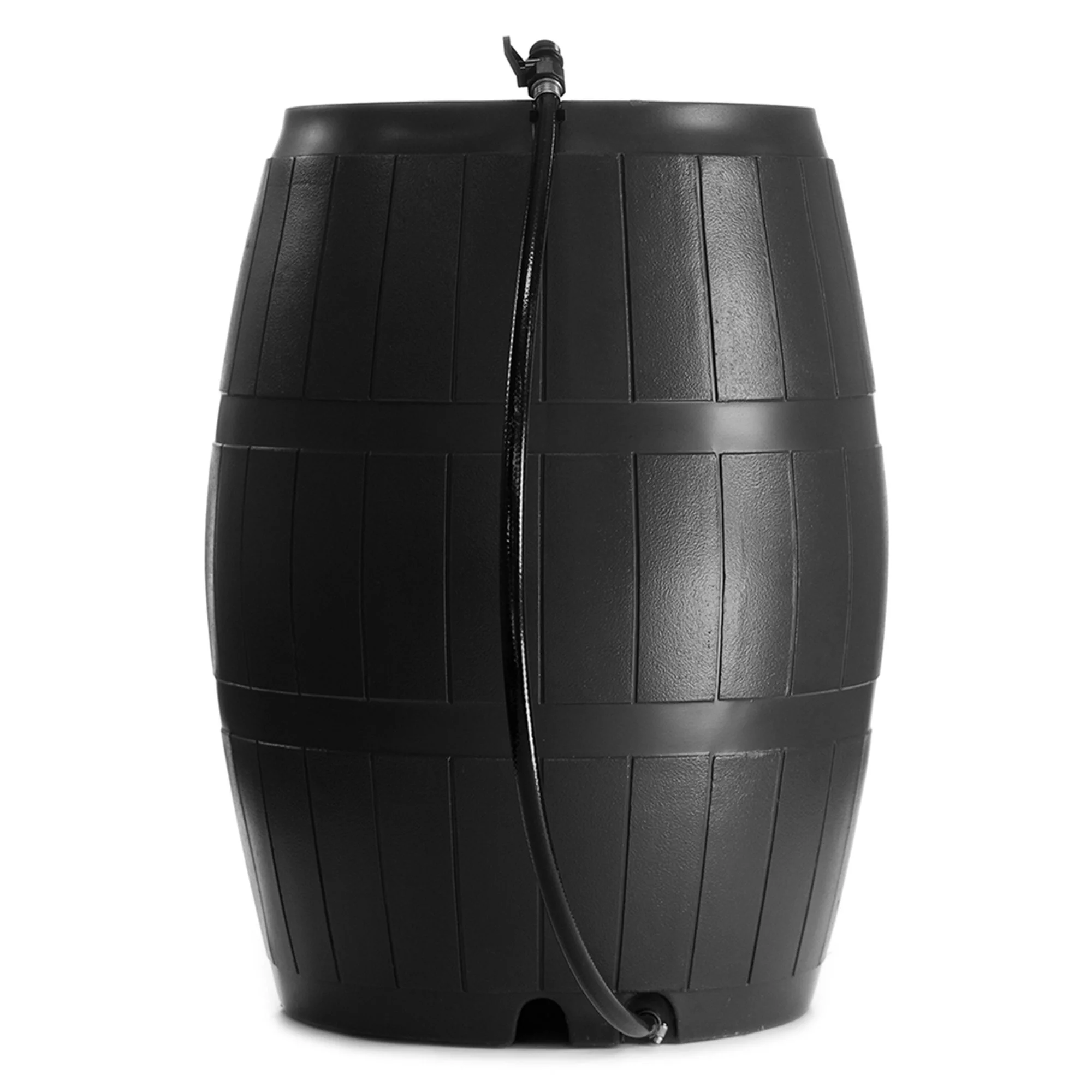 FCMP Outdoor RC4000 50 Gallon Outdoor Rain Water Catcher Barrel, Black