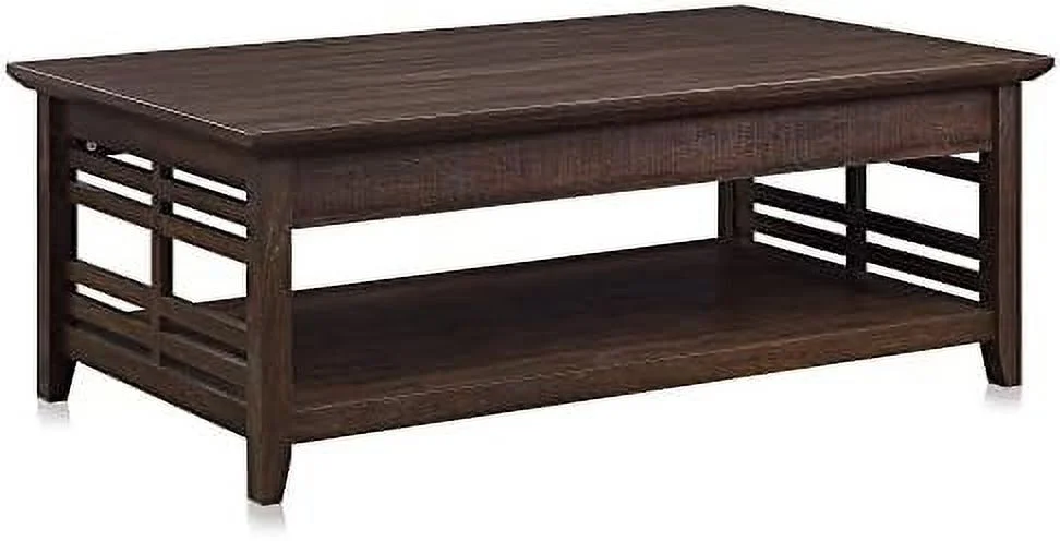 GEROBOOM Modern Wood Coffee Table with   Two Tier Rectangular Stylish Decor for Living Room Conversation Leisure Occasions - 48 Inch - Norrell (Espresso)
