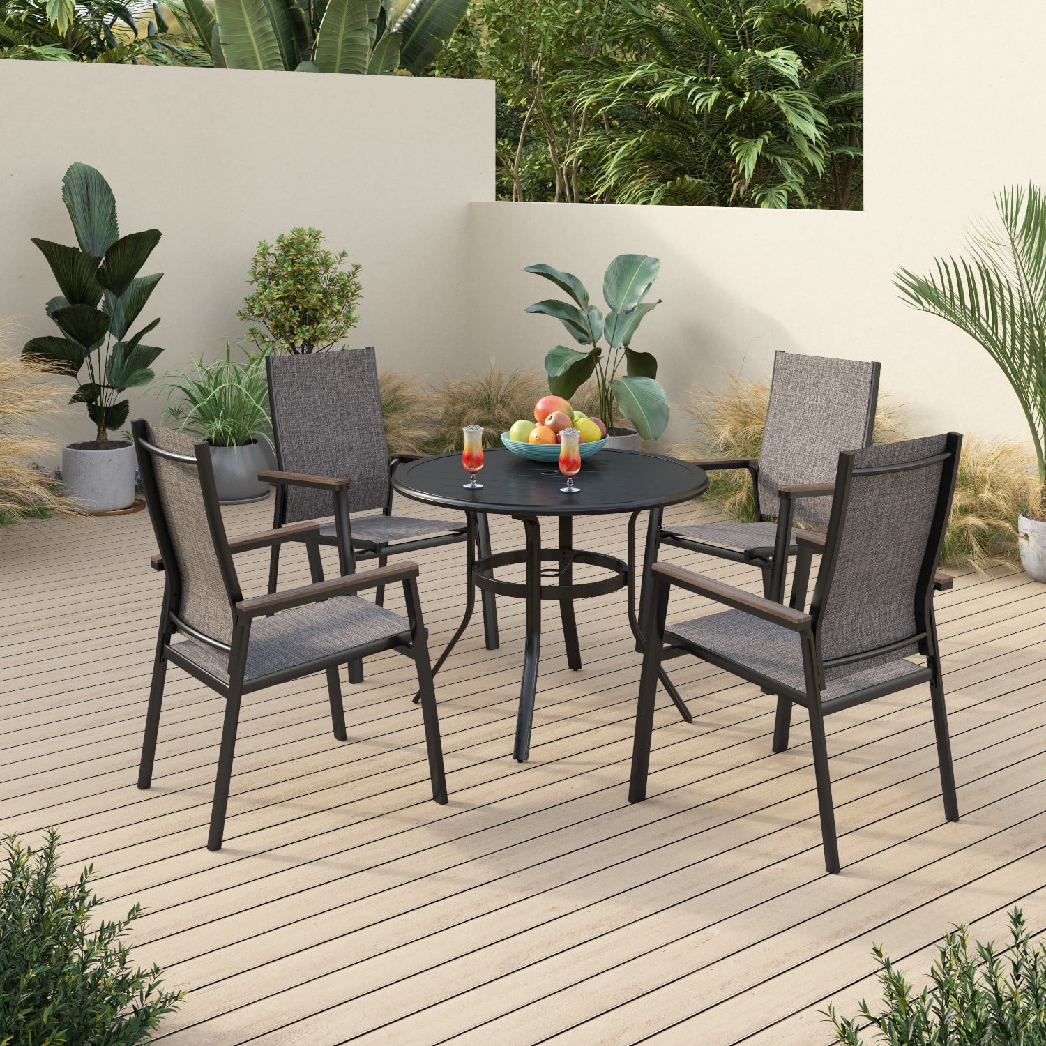 Sophia&William 5-Piece aluminum Outdoor Patio Dining Furniture Set, Gray