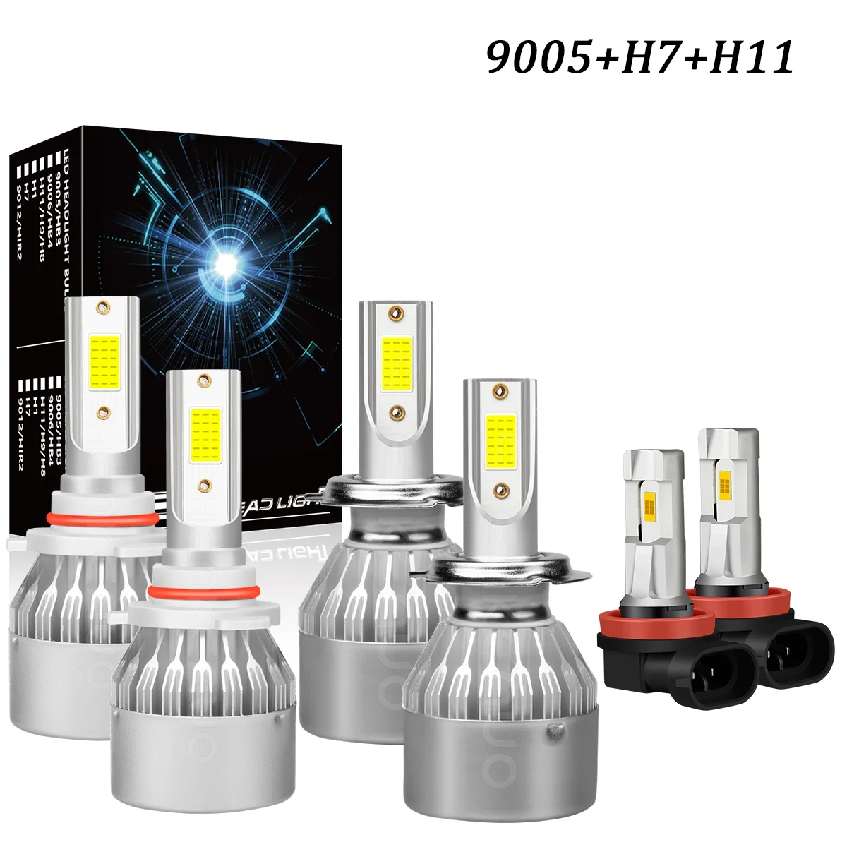 HMCYCI For Kia Forte 2017 9005 H7 H11/H8/H9 LED Headlight High Low Beam Fog Light 6pcs Bulbs