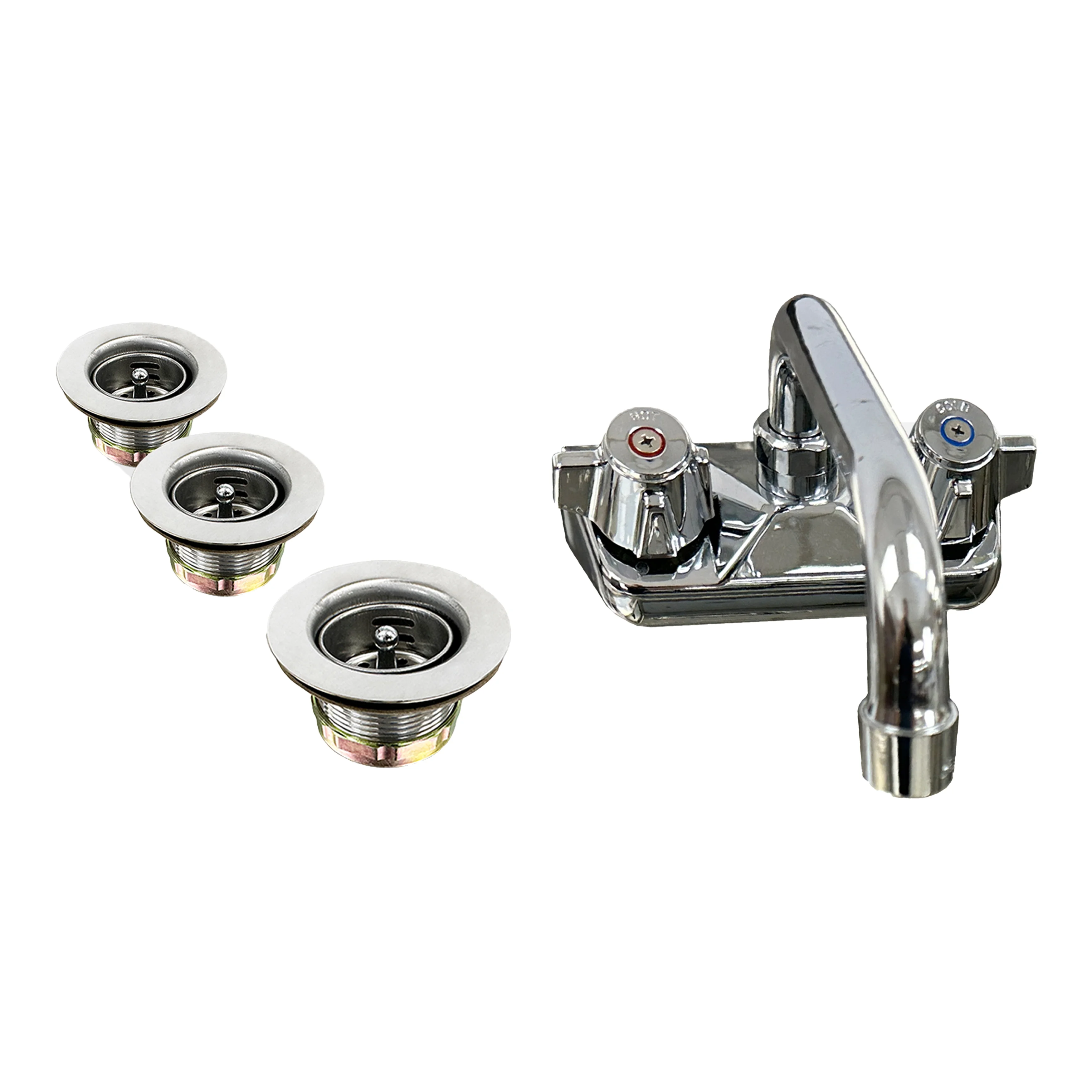 38 in. Commercial Three Compartment Bar Sink with Faucet 38''x18.6''x32.5''