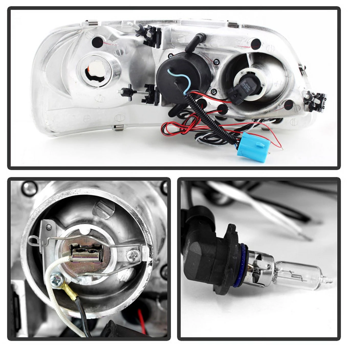 AKKON - For Black Smoked 1997-2003 Ford F150 2004 Heritage Halo {6 LED} Projector Headlights+ Tail Lights Lamp